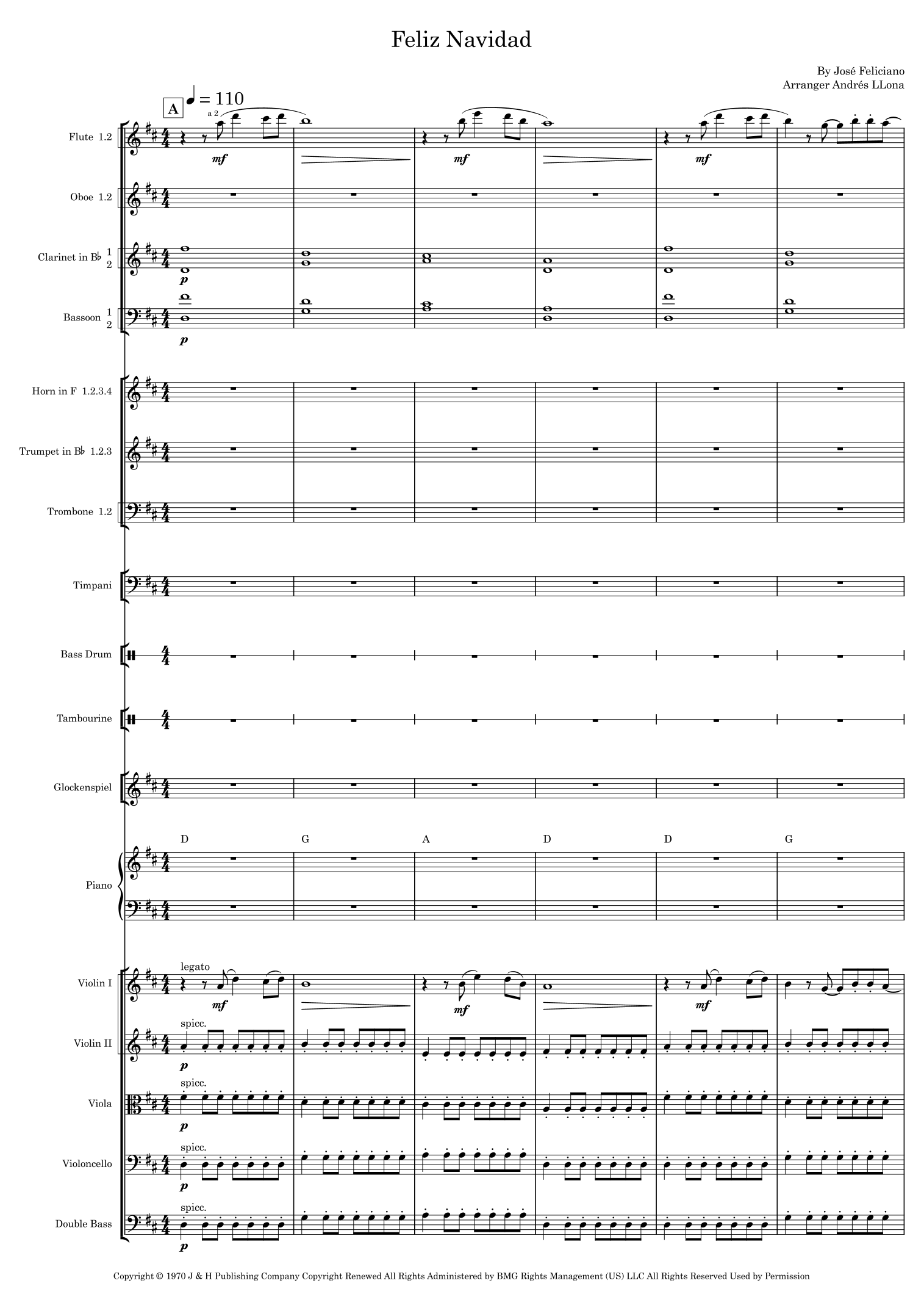 Feliz Navidad (arr. Andrés LLona) by Clay Walker Full Orchestra
