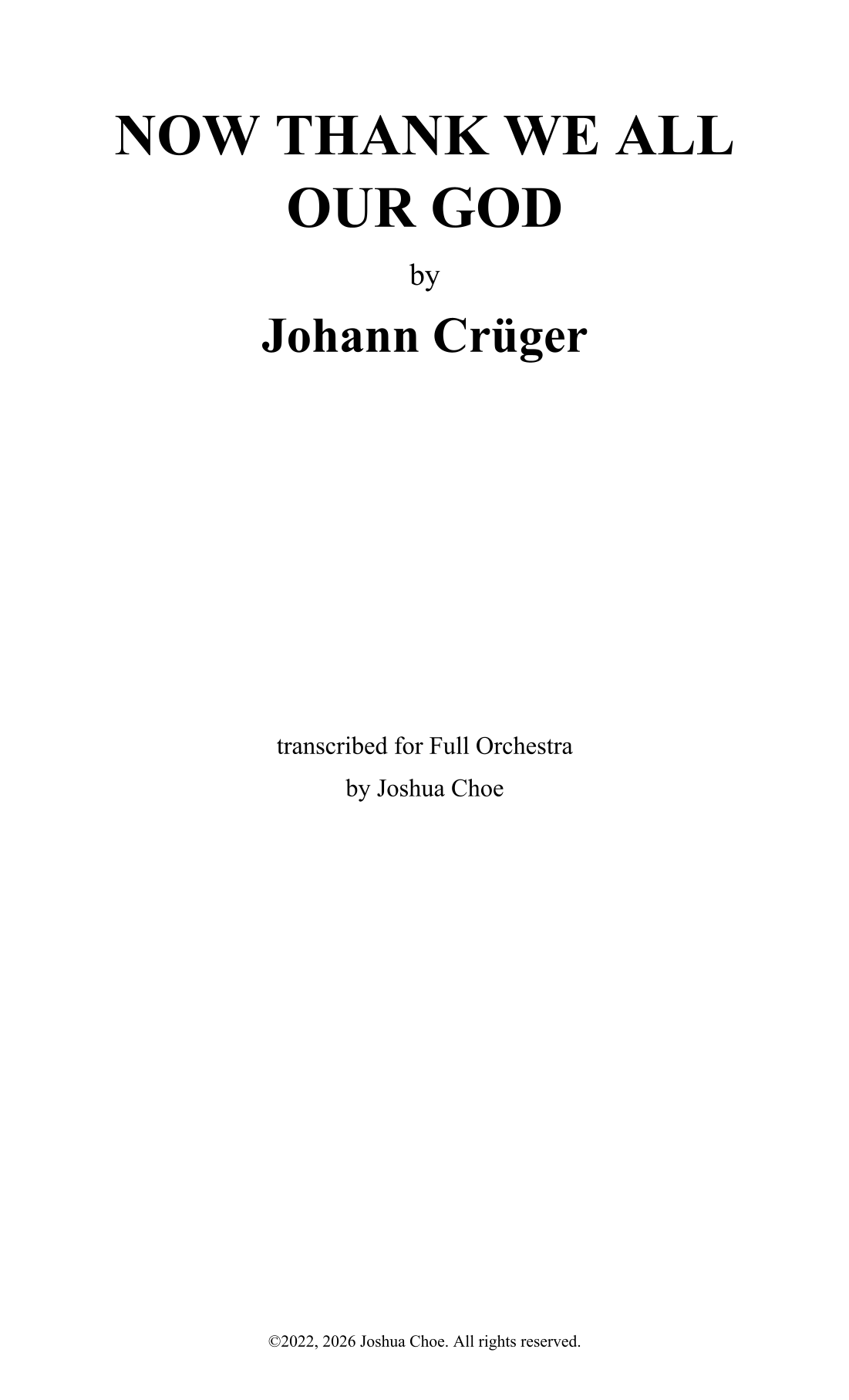 Now Thank We All Our God (Alternate Version) (arr. JMJ Arrangements) by Johann Cruger 管弦乐团 - 预览