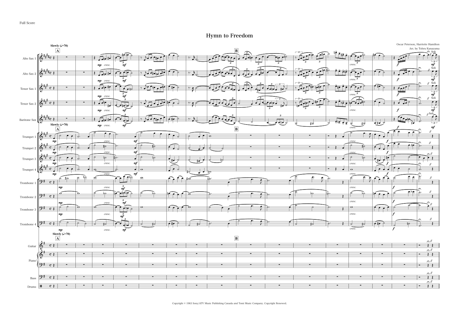Hymn To Freedom (arr. Tohru Kanayama) by Oscar Peterson