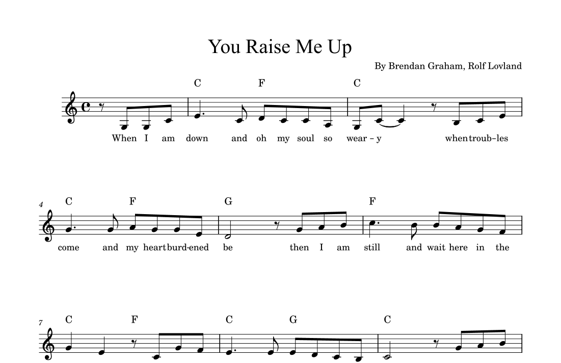 You Raise Me Up Sheet Music