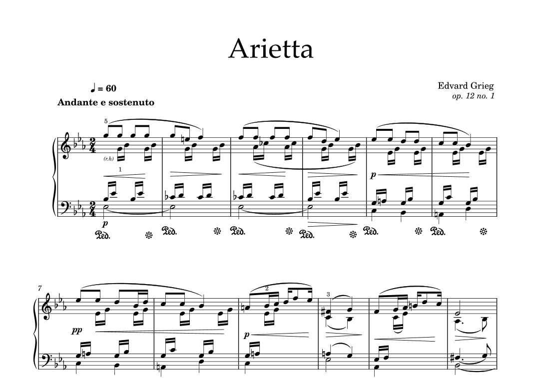 Arietta (Lyric Pieces, Op. 12 No. 1) by Edvard Grieg Sheet Music for ...
