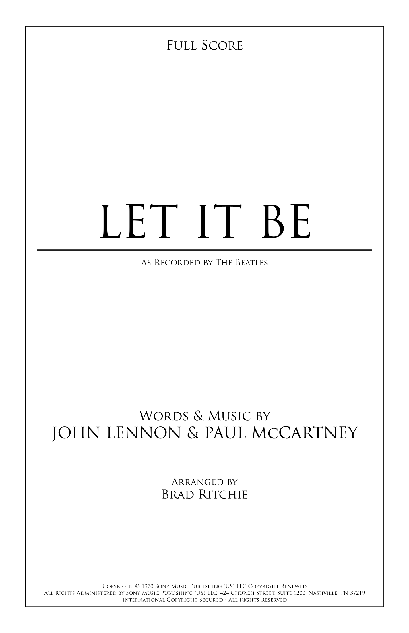 Let It Be (arr. Brad Ritchie) by The Beatles Full Orchestra (披头士乐队《Let It Be》管弦乐团版,Brad Ritchie 编曲) - 预览