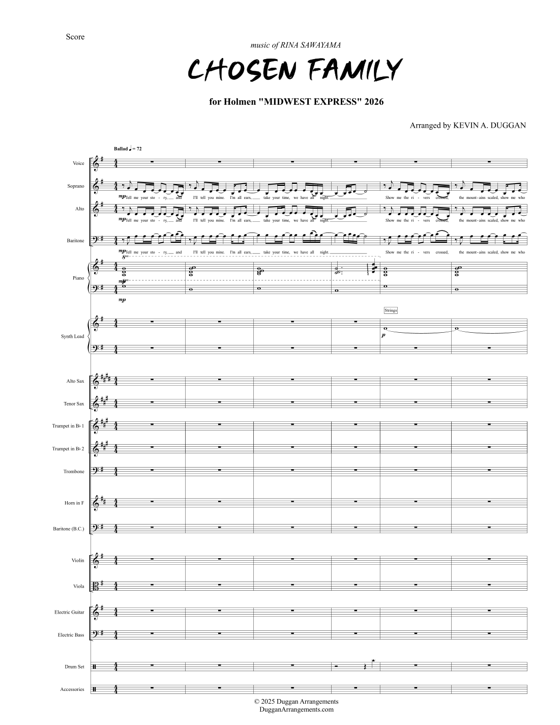 Chosen Family (arr. Kevin Duggan) by Rina Sawayama Sheet Music for SSAB ...