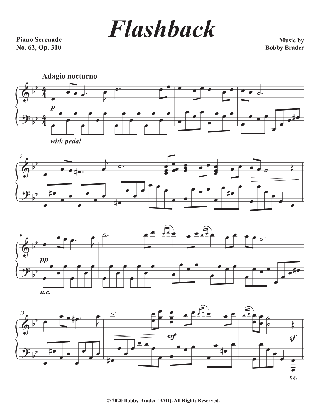 Flashback by Bobby Brader Sheet Music for Piano Solo at Sheet Music Direct