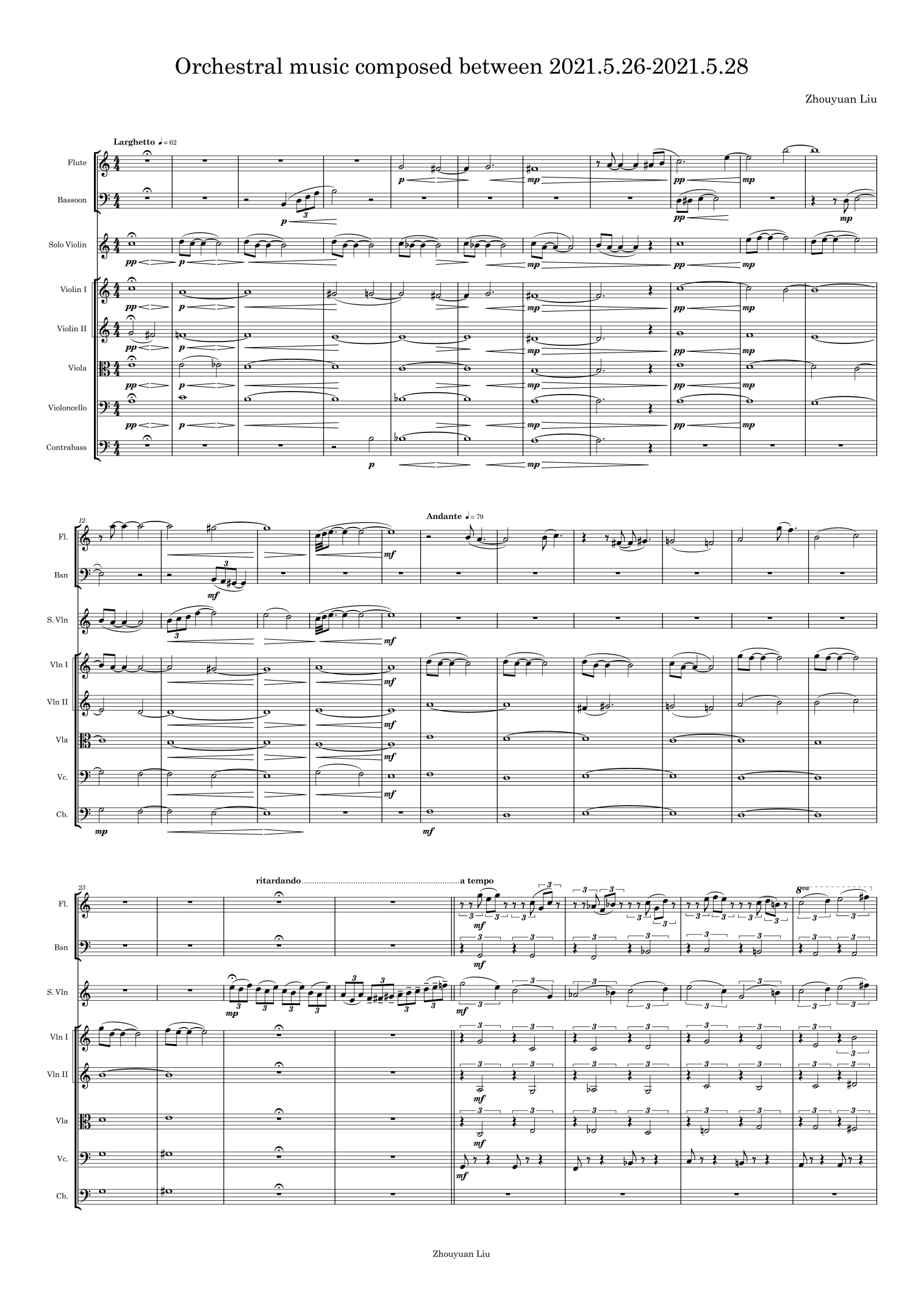 由 Zhouyuan Liu 创作于 2021.5.26-2021.5.28 之间的管弦乐作品 (A3 总谱与 B4 分谱) Full Orchestra - 预览