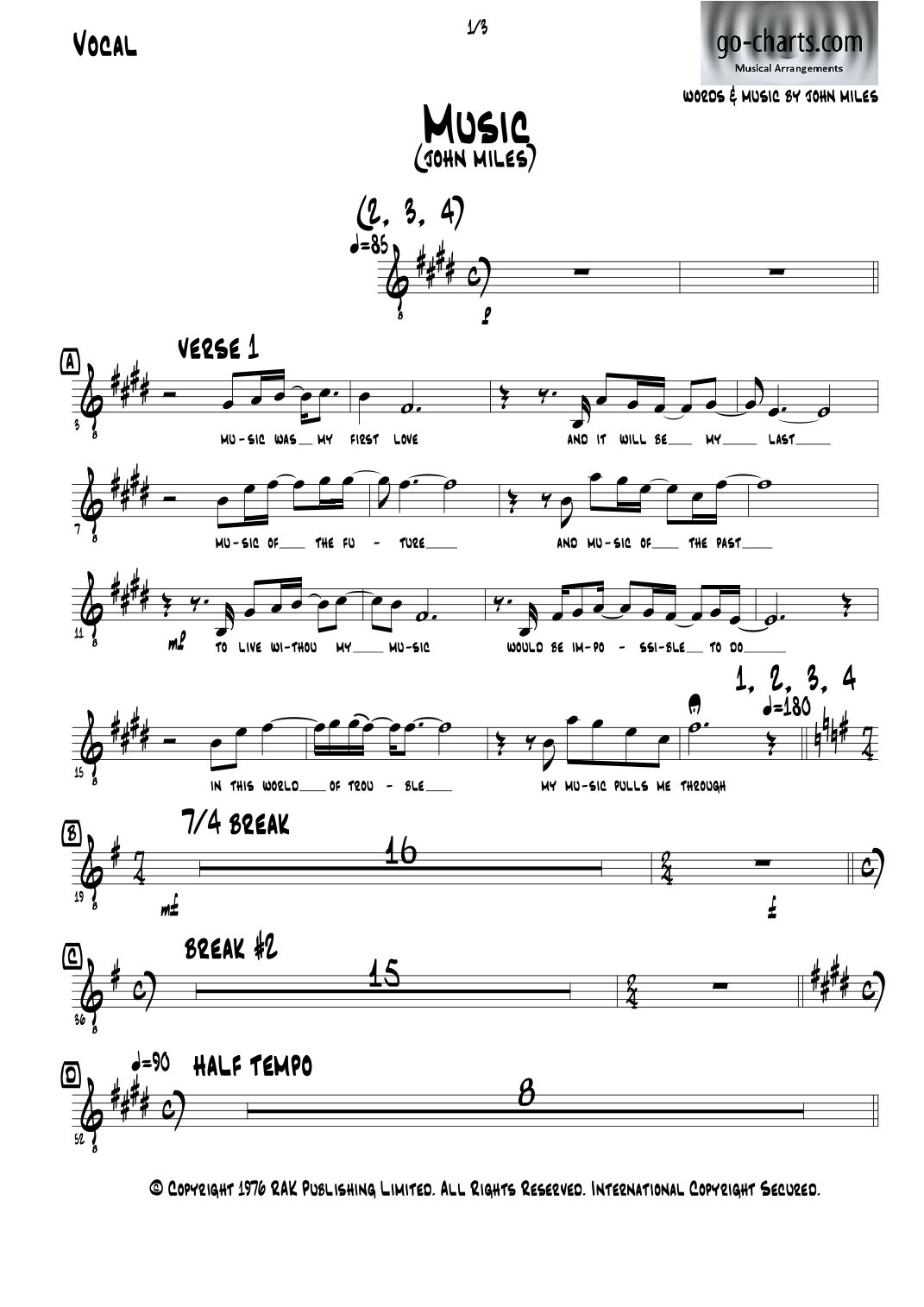 John Miles 作曲《Music》(Andy Davidson 编曲 go-charts.com)全编制管弦乐团 - 预览