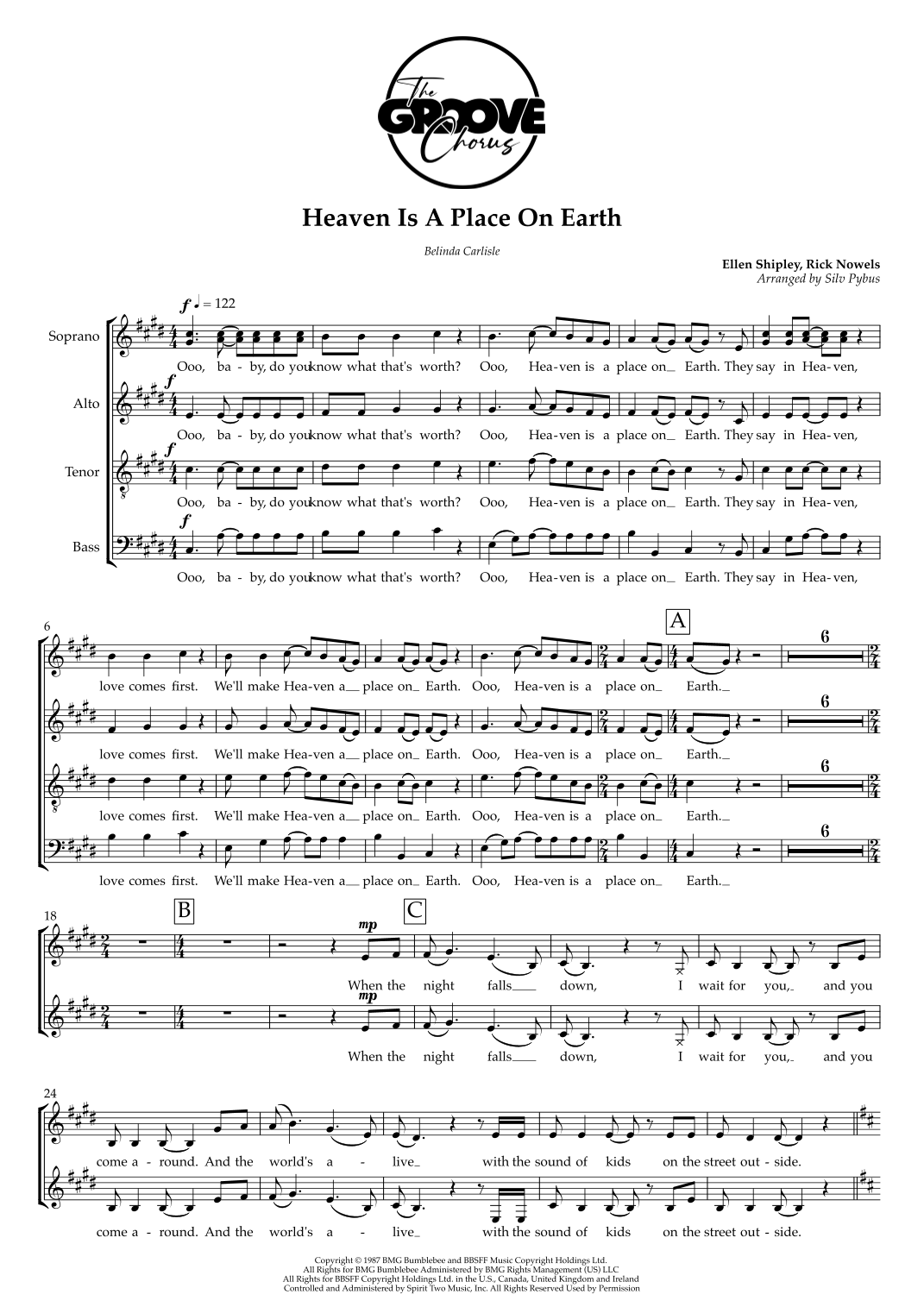 Heaven Is A Place On Earth (arr. Silv Pybus) by Belinda Carlisle Sheet ...