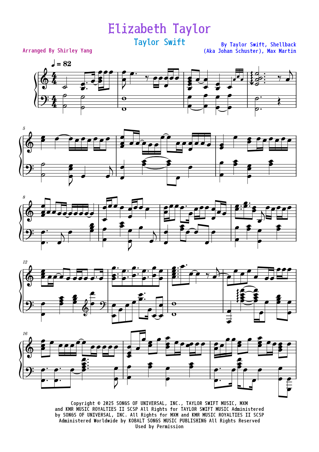 Elizabeth Taylor (arr. Morgan Brook Alm and Kyle James Alm) by