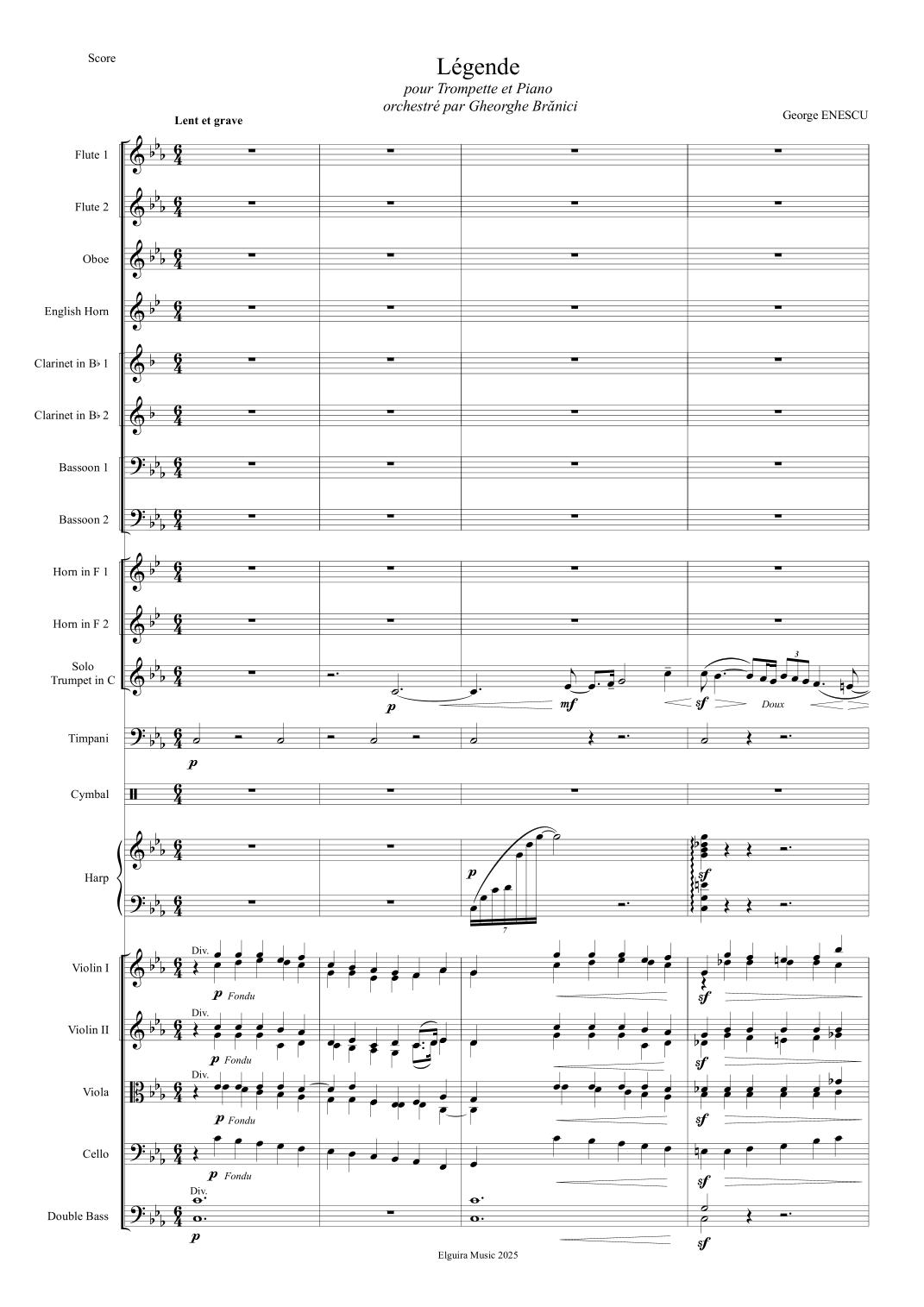 Legend for Trumpet and Orchestra (after the original piano version) (arr. Gheorghe Branici) by George Enescu 管弦乐团 - 预览