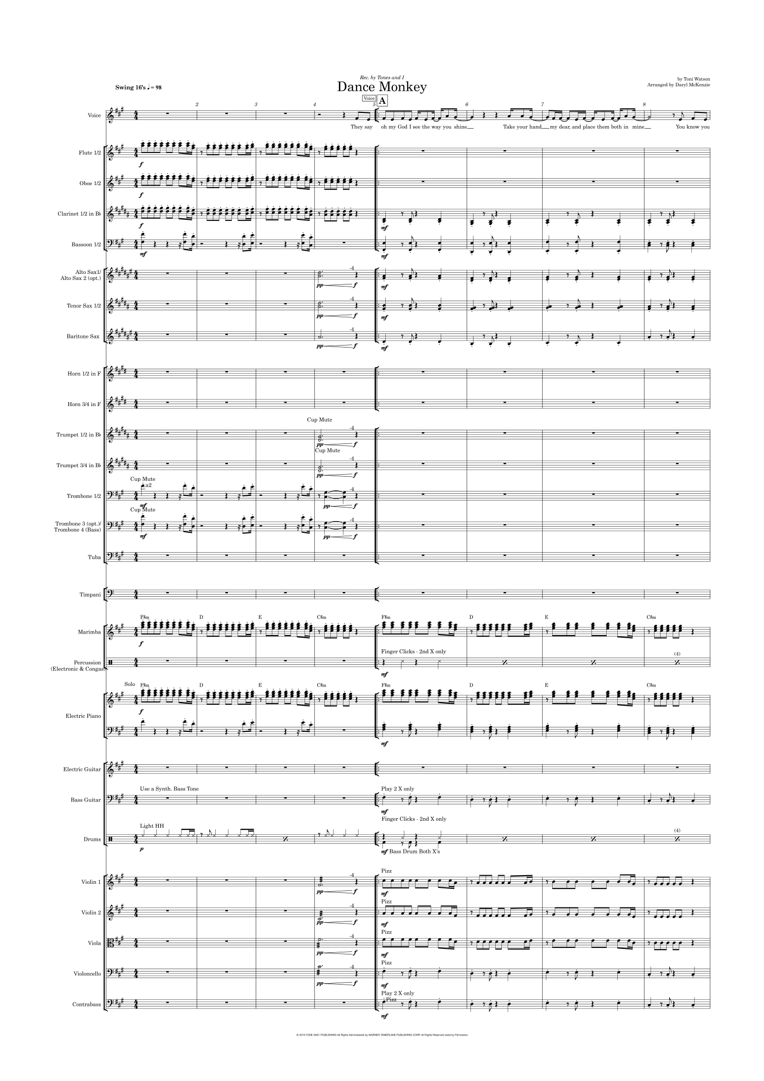 Dance Monkey (arr. Daryl McKenzie) by Tones And I 管弦乐团 - 预览