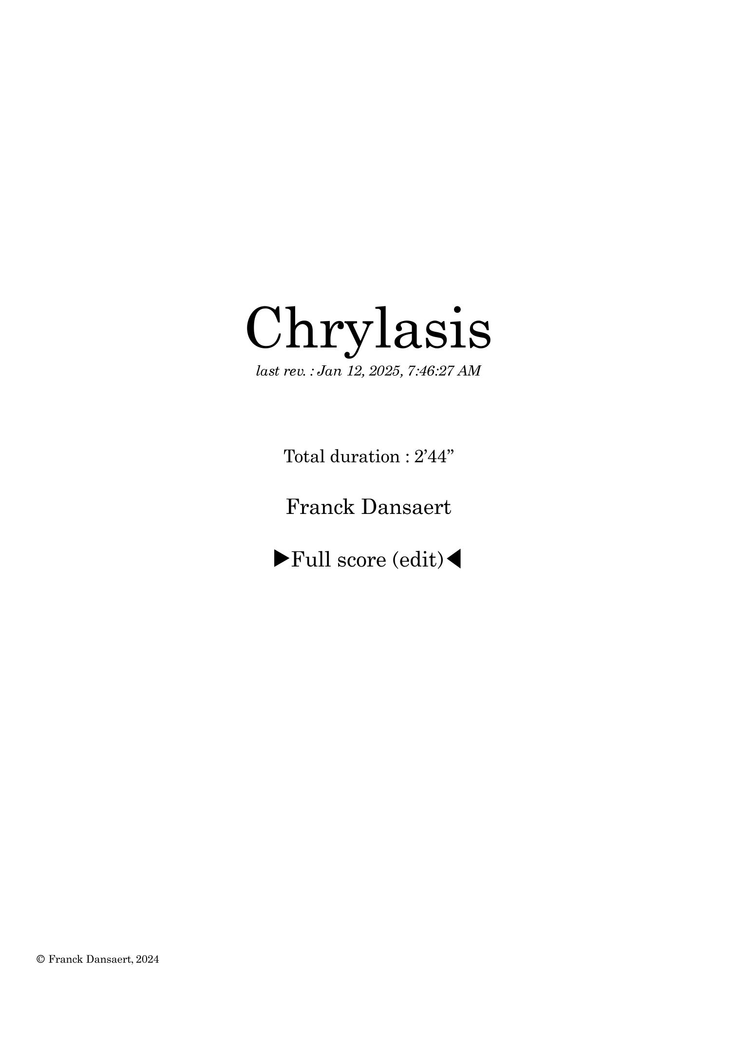 Chrylasis - 仅总谱(Franck Dansaert,管弦乐团)- 预览