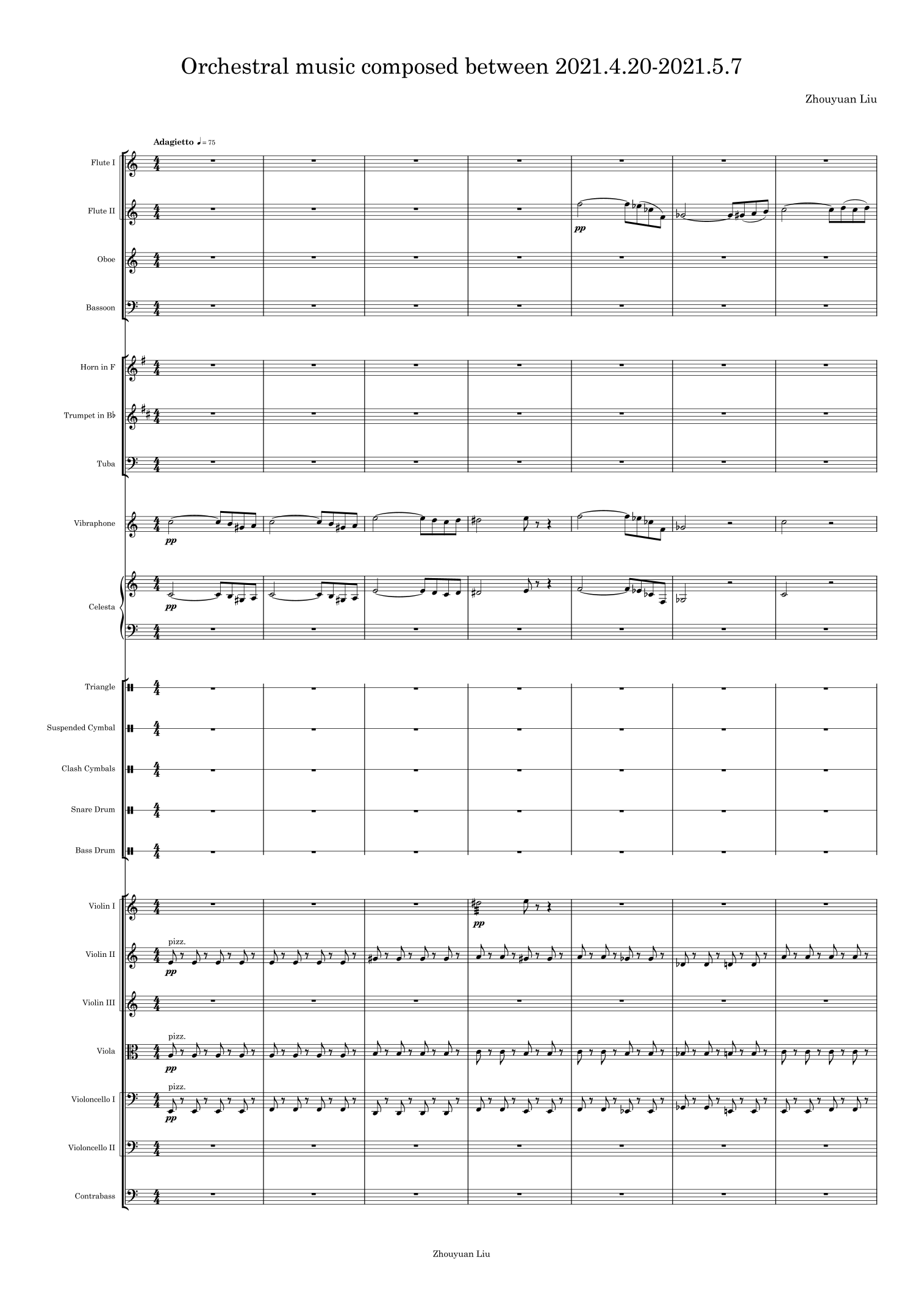 由 Zhouyuan Liu 于 2021.4.20-2021.5.7 创作的管弦乐作品(A3总谱及B4分谱)管弦乐团 - 预览