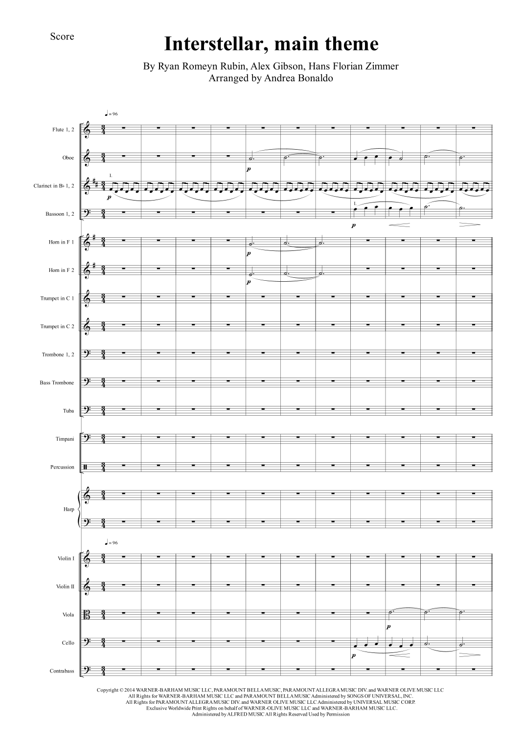 Interstellar (arr. Andrea Bonaldo) by Hans Florian Zimmer Full Orchestra