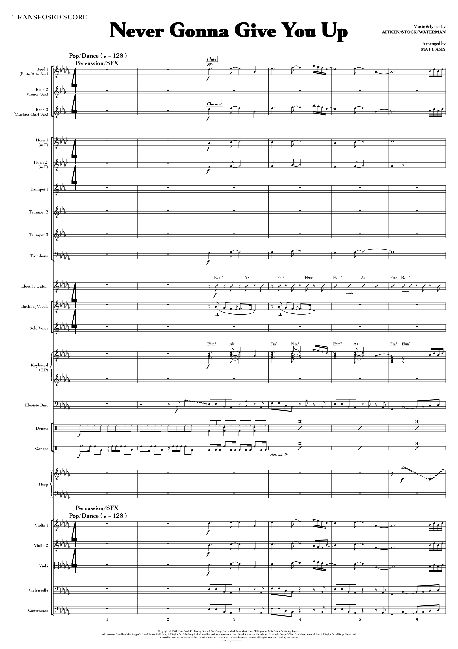 Never Gonna Give You Up (arr. Matt Amy) by Rick Astley Full Orchestra