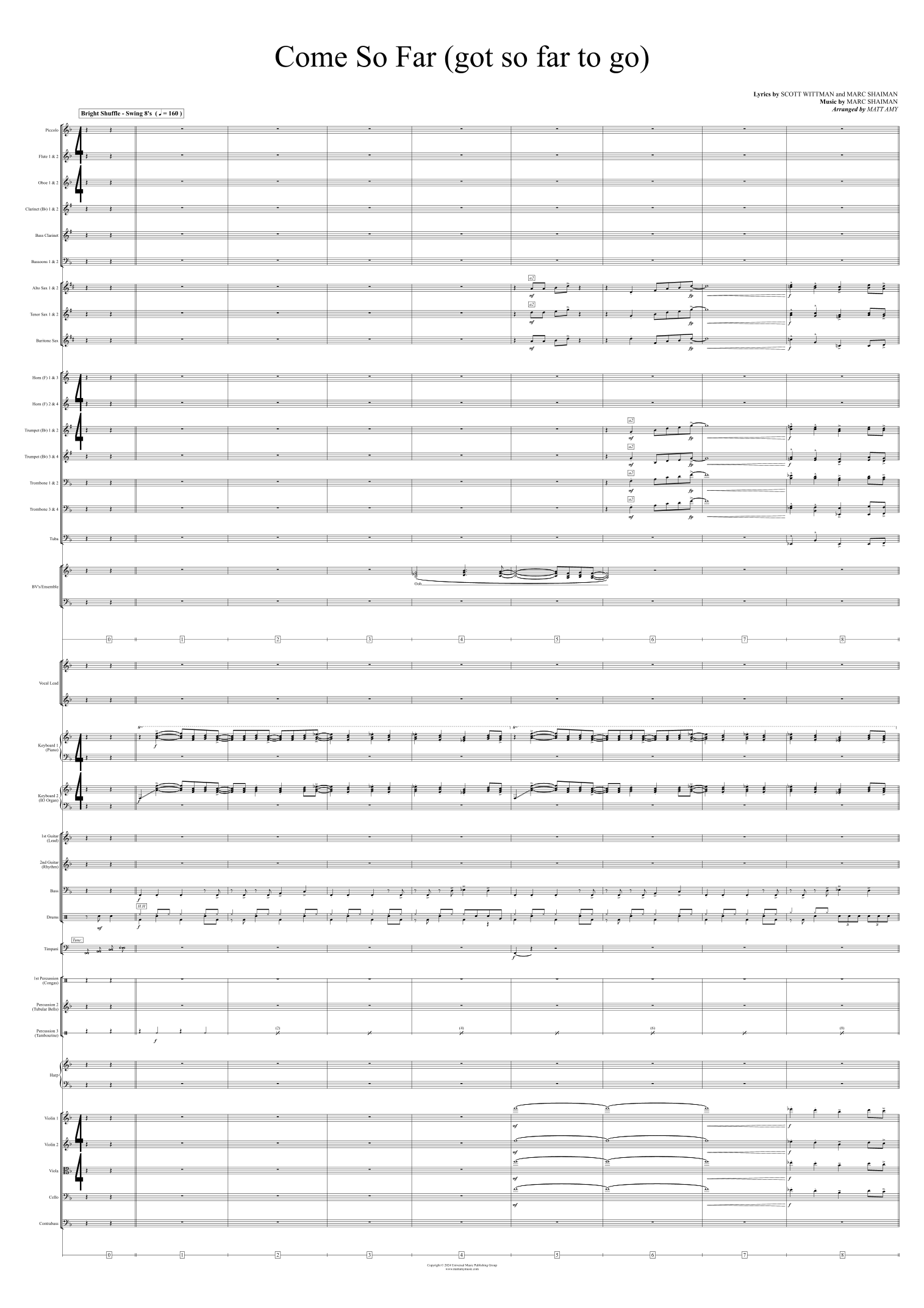 Come So Far (Got So Far To Go) (arr. Matt Amy) by Mark Shaiman Full Orchestra