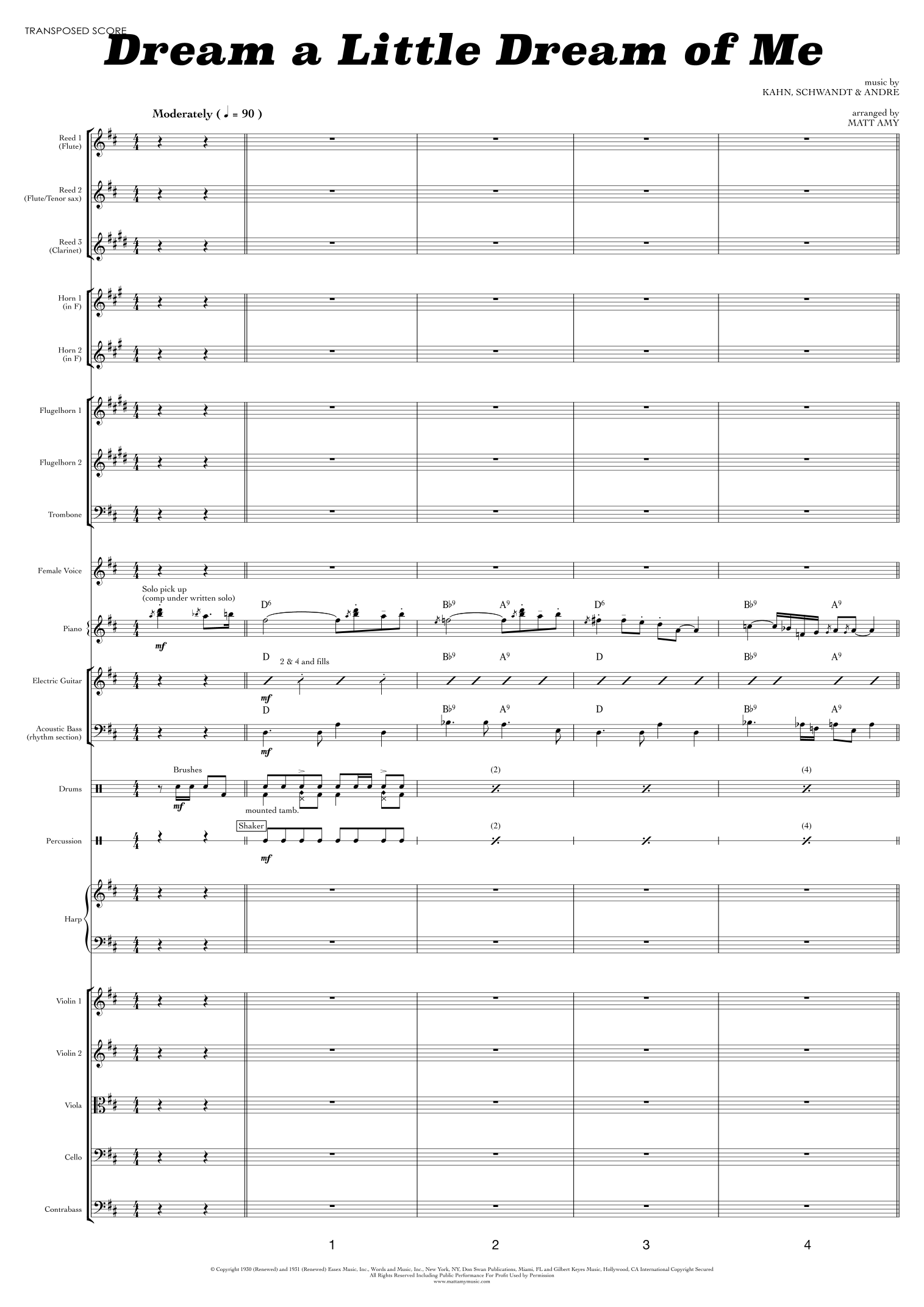 Dream A Little Dream Of Me (arr. Matt Amy) by The Mamas & The Papas Full Orchestra