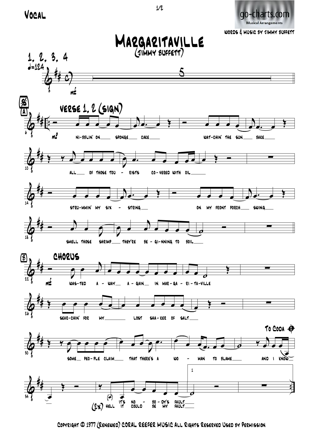 Margaritaville (arr. Andy Davidson go-charts.com) by Jimmy Buffett Full Orchestra