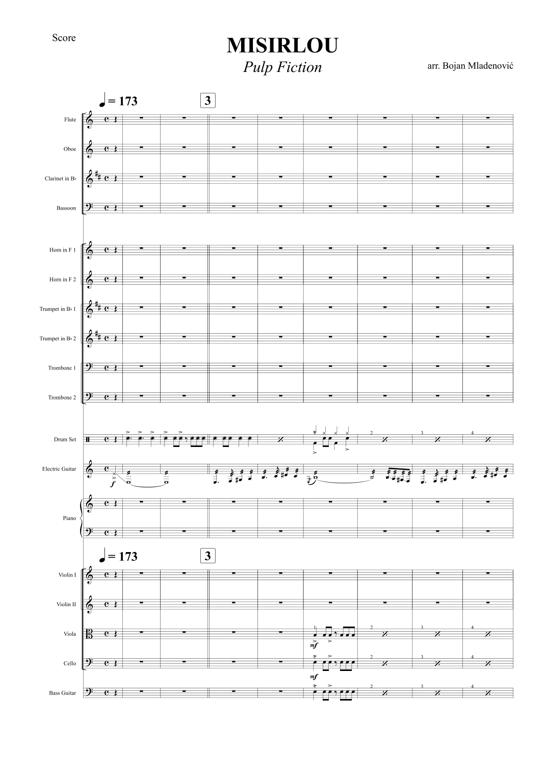 Misirlou (电影《低俗小说》片头曲 "Pulp Fiction") - 管弦乐团 Full Orchestra (arr. Bojan Mladenović) - 东地中海民歌 Folk song from the Eastern Mediterranean region - 预览