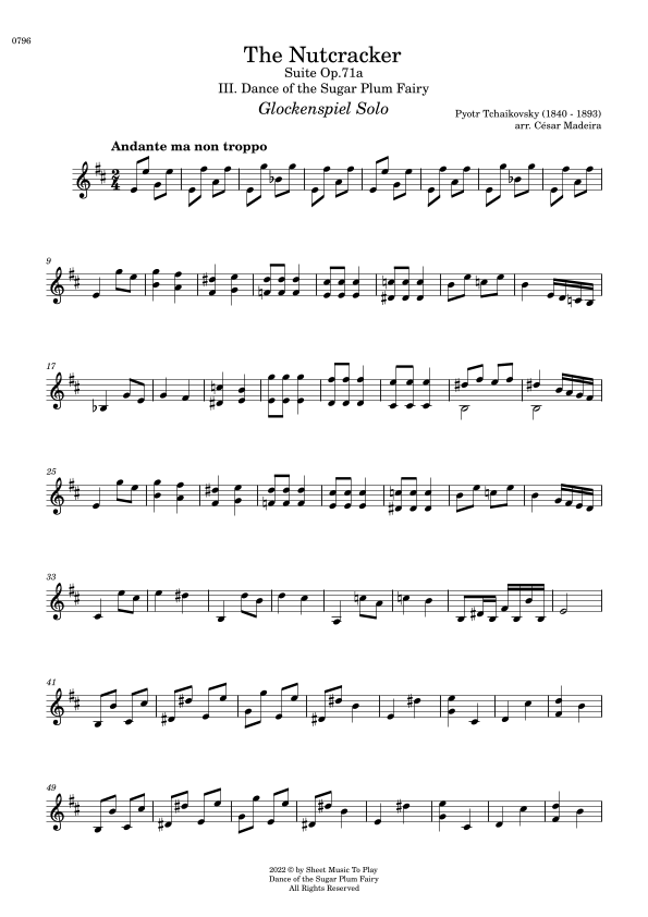 Dance of the Sugar Plum Fairy Glockenspiel Solo (Full Score