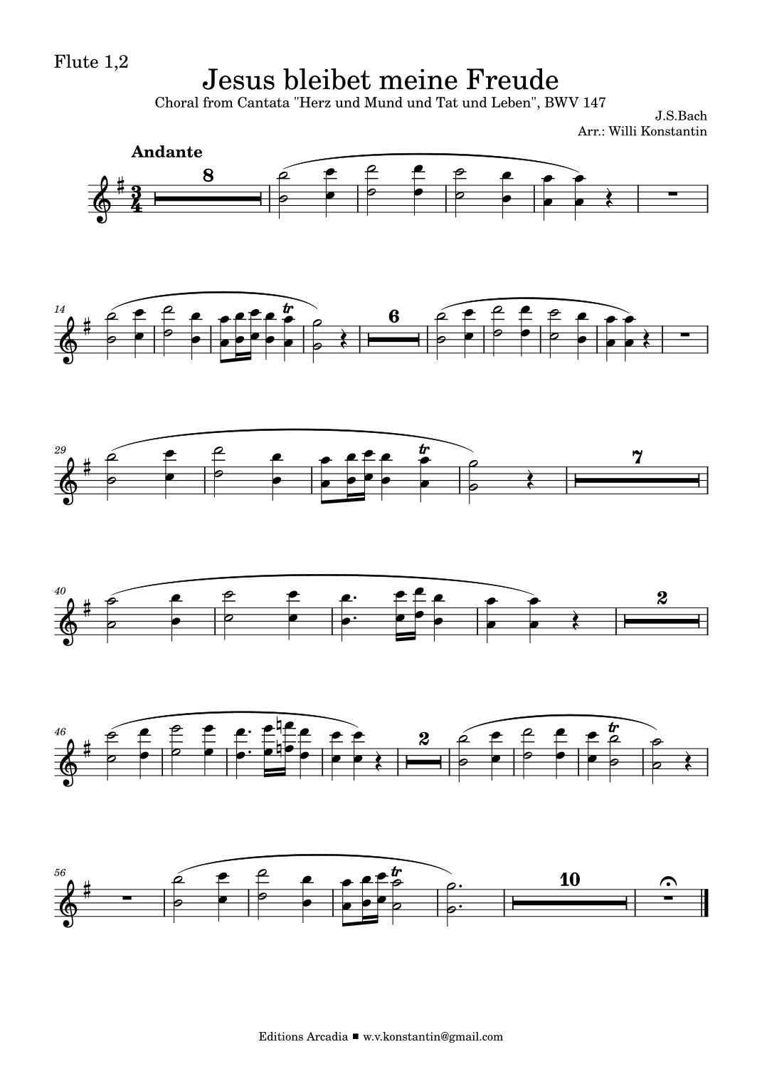 巴赫:耶稣,世人仰望的喜悦 Bach: Jesus bleibet meine Freude (Jesus, joy of man's desire) 管弦乐分谱(无合唱改编版,Willi Konstantin 编曲)由 Johann Sebastian Bach 作曲 管弦乐团 - 预览