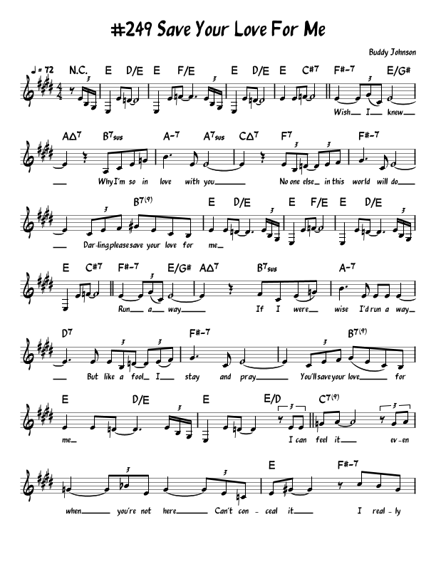 Save Your Love For Me Sheet