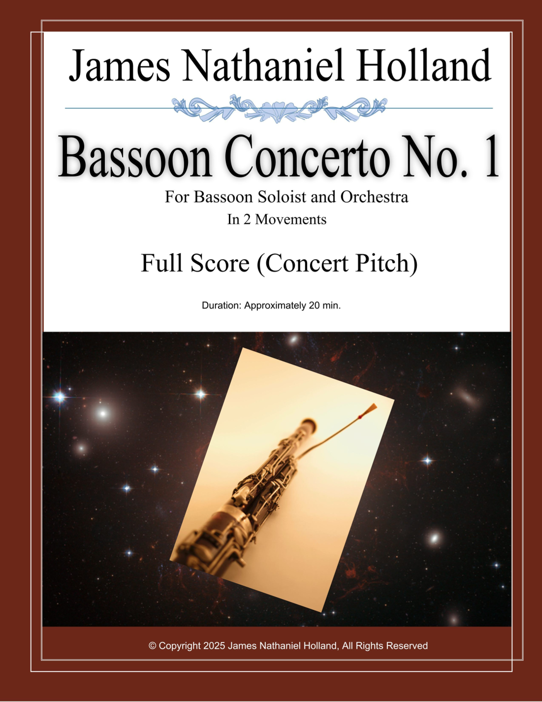 Bassoon Concerto No. 1 for Bassoon Soloist and Orchestra in 2 Movements, Full Score - Score Only by James Nathaniel Holland Chamber Orchestra