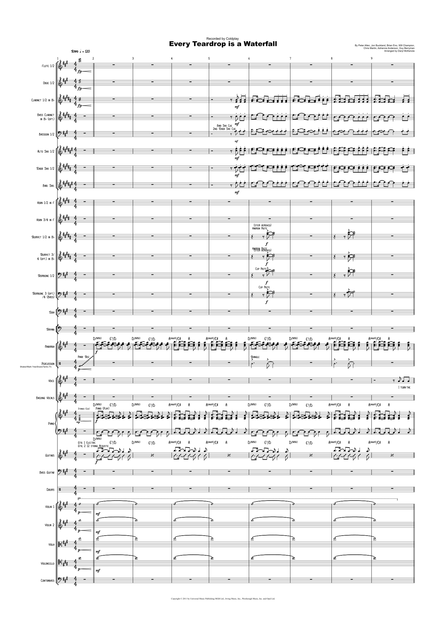 Every Teardrop Is A Waterfall (arr. Daryl McKenzie) by Coldplay 管弦乐团全编制 - 预览
