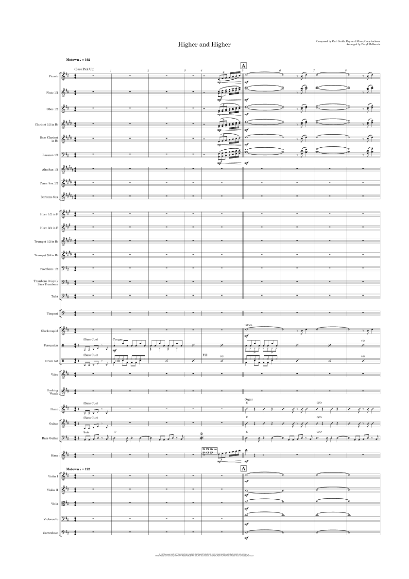 (your Love Has Lifted Me) Higher And Higher (arr. Daryl McKenzie) by Jackie Wilson Full Orchestra