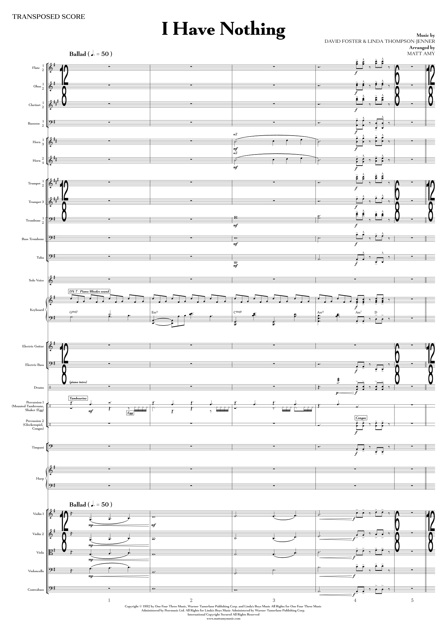 I Have Nothing (arr. Matt Amy) by Whitney Houston Full Orchestra