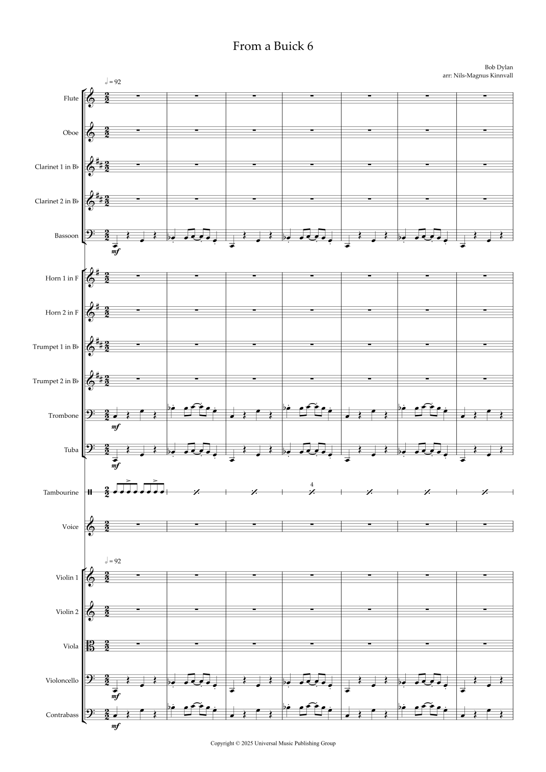 From A Buick 6 (arr. Nils-Magnus Kinnvall) by Bob Dylan 管弦乐团 - 预览