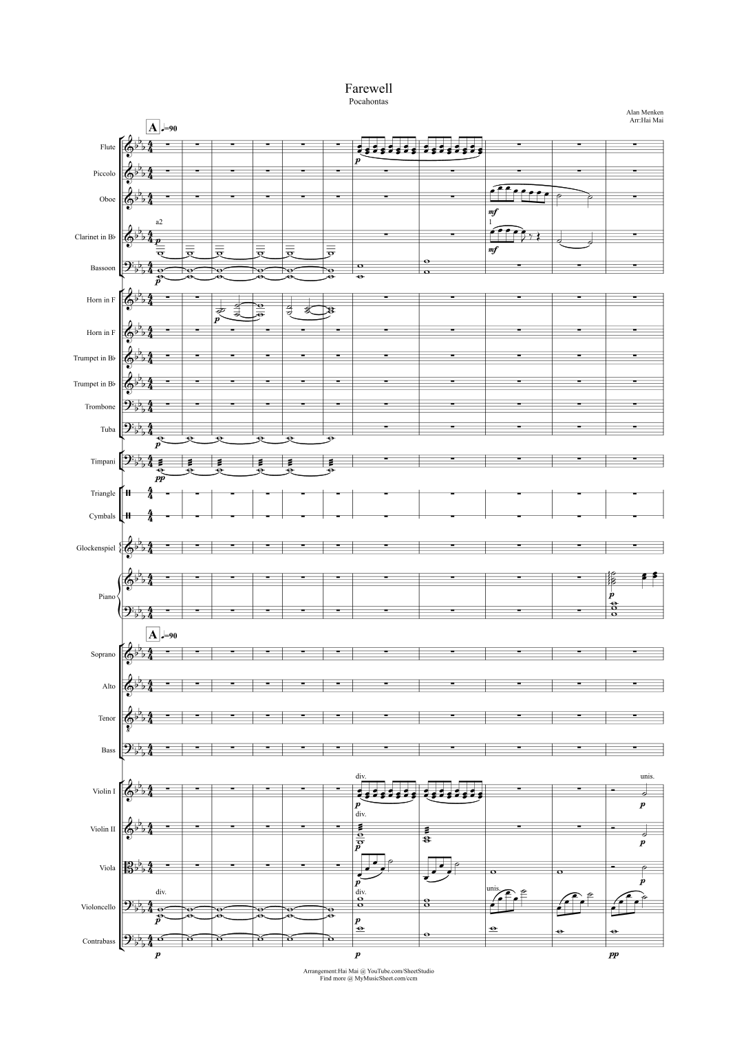 Farewell (arr. Hai Mai) by Alan Menken Full Orchestra