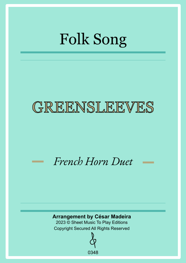 Greensleeves French Horn Duet W/Chords (Full Score and Parts) Sheet