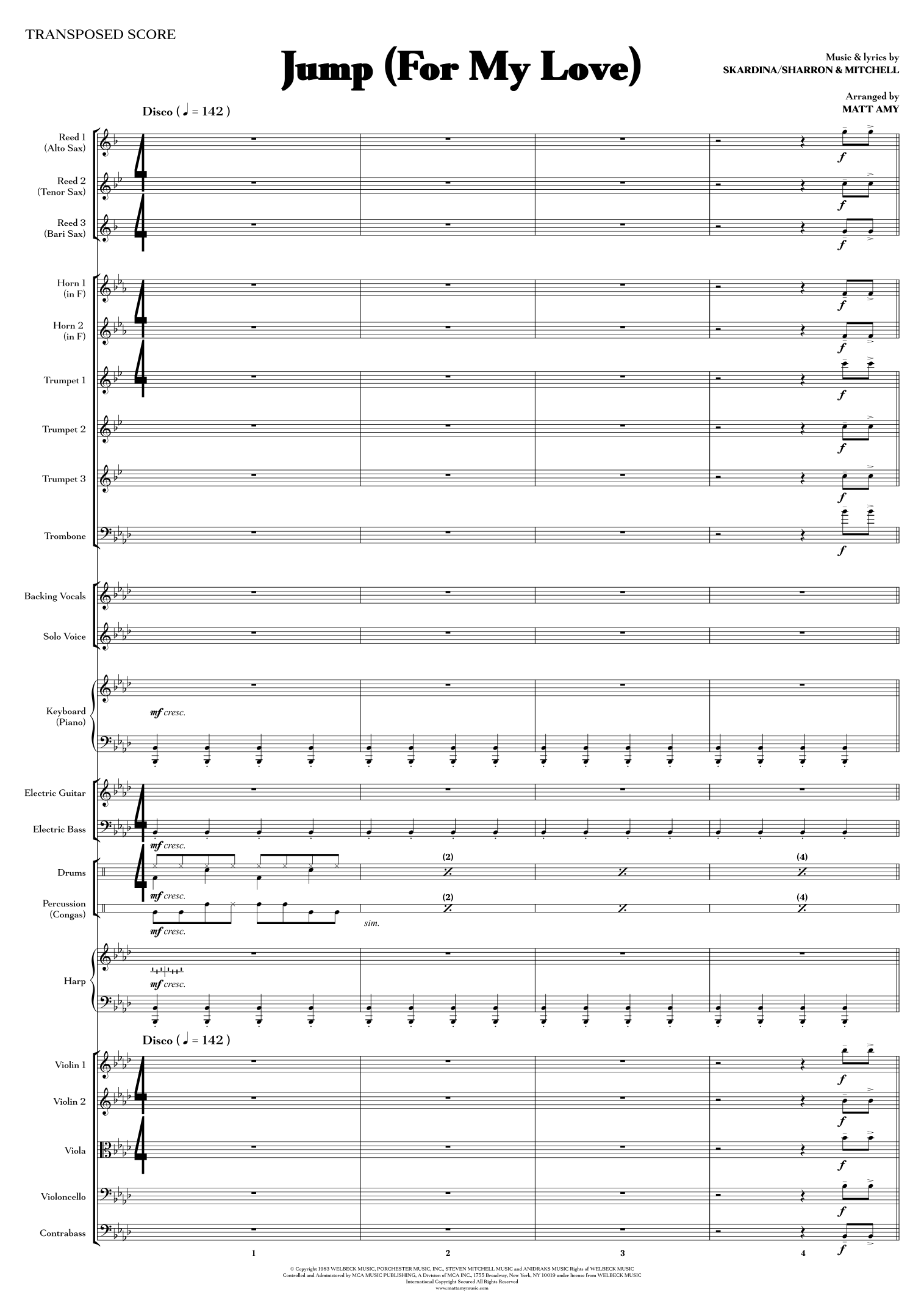 Jump (For My Love) (arr. Matt Amy) by Pointer Sisters Full Orchestra