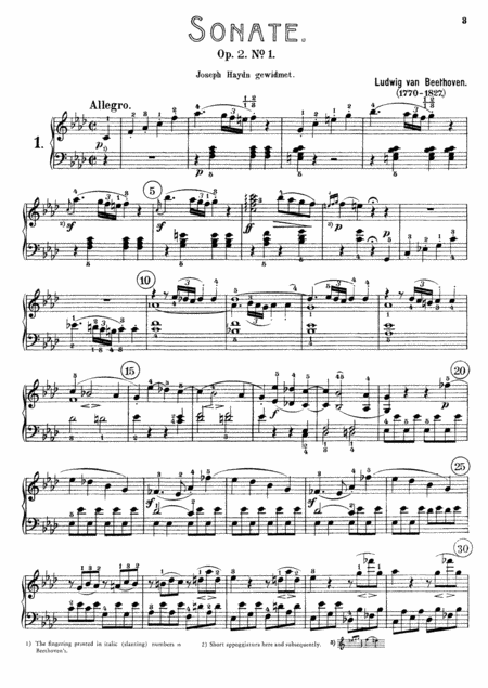 Interaktive Digitale Noten-Vorschau von 'Beethoven - Piano Sonata No.1, Op.2 No.1 (arr. Wesley Mekilis)' von Ludwig Van Beethoven, Klavier solo page 1