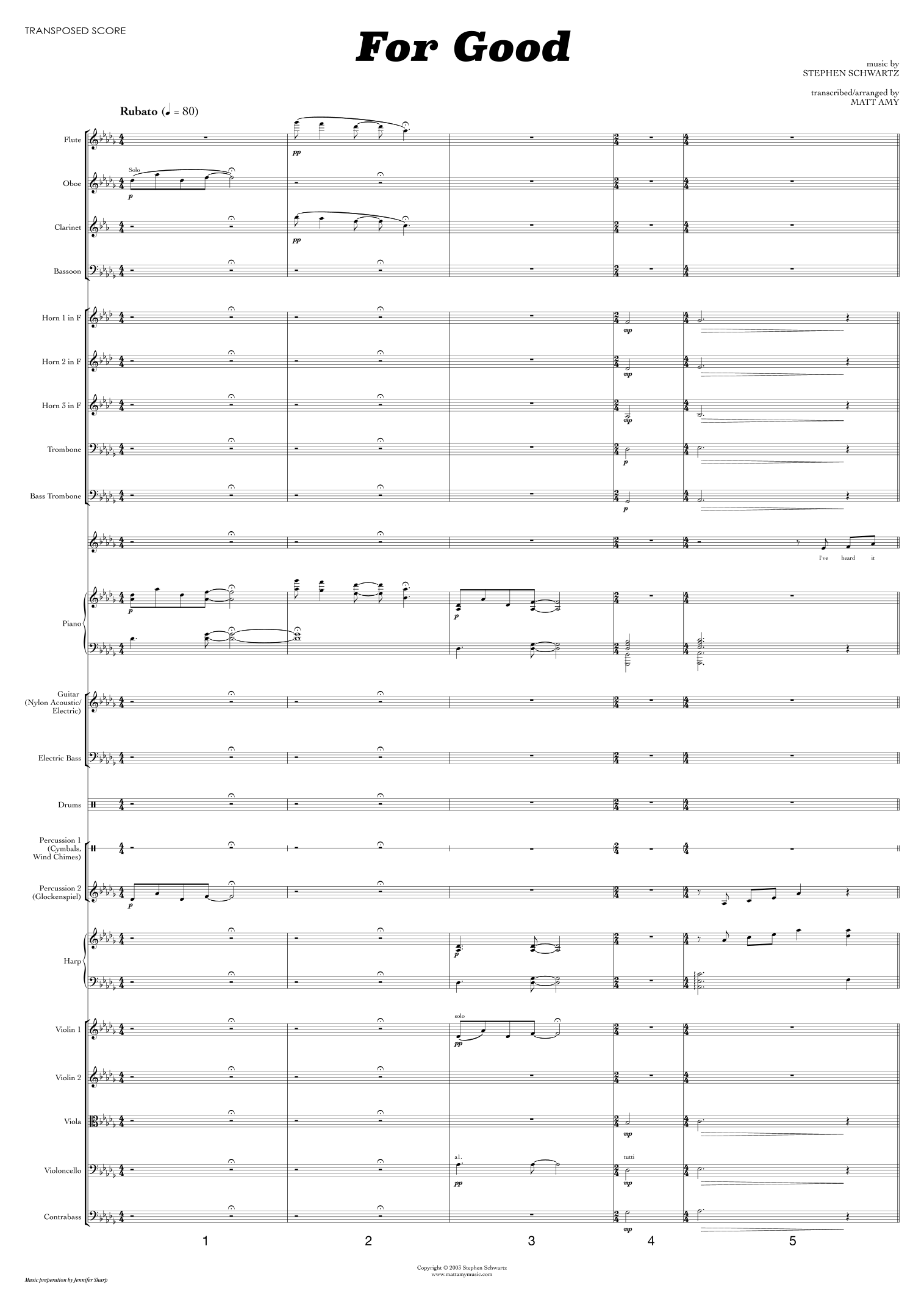 For Good (arr. Matt Amy) by Stephen Schwartz 管弦乐团 - 预览