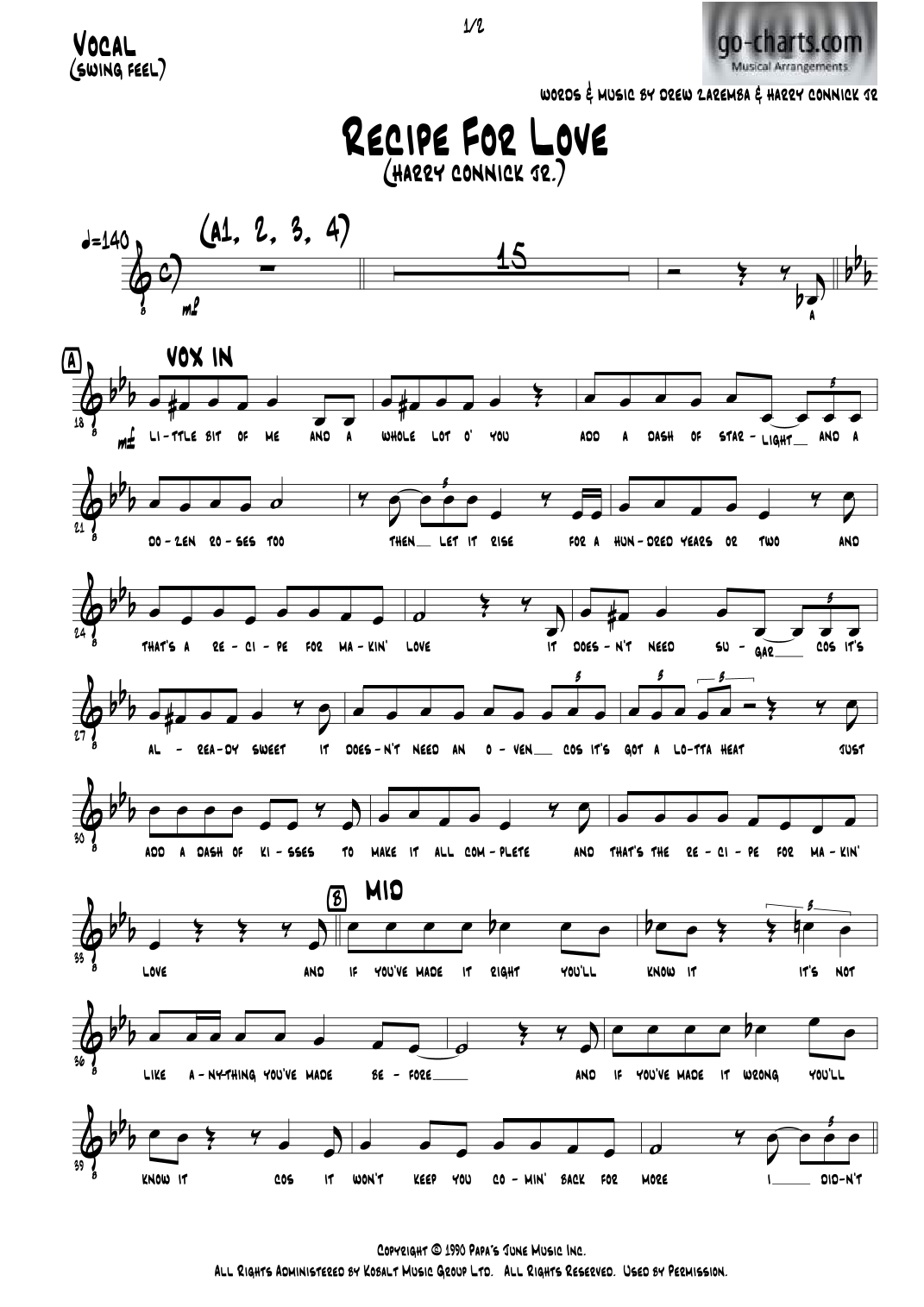 Recipe For Love (arr. Andy Davidson go-charts.com) by Jr. Harry Connick 全编制管弦乐 - 预览