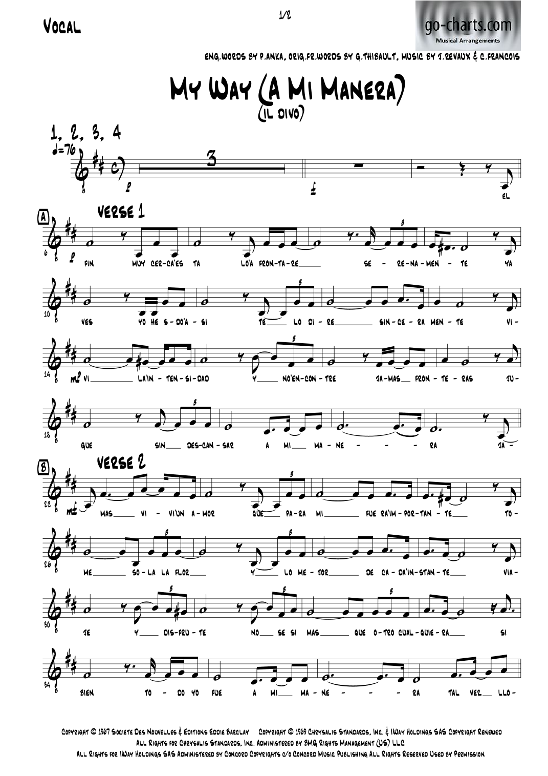 My Way (arr. Andy Davidson go-charts.com) by Frank Sinatra Full Orchestra