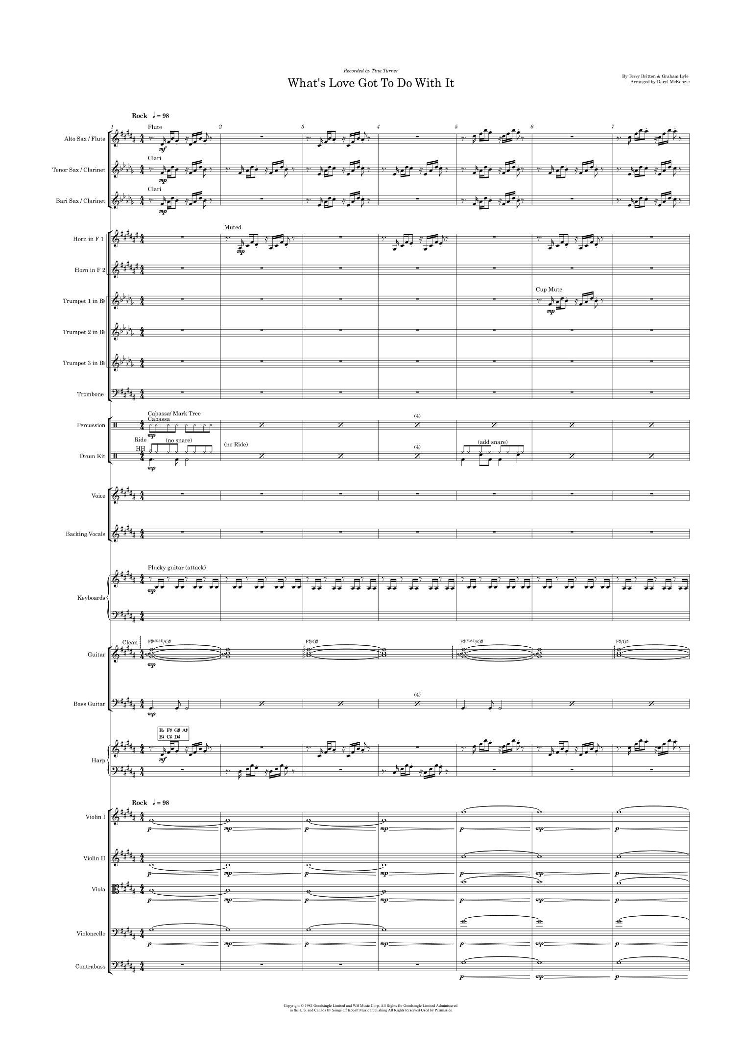 What's Love Got To Do With It (arr. Daryl McKenzie) by Tina Turner 管弦乐团 - 预览