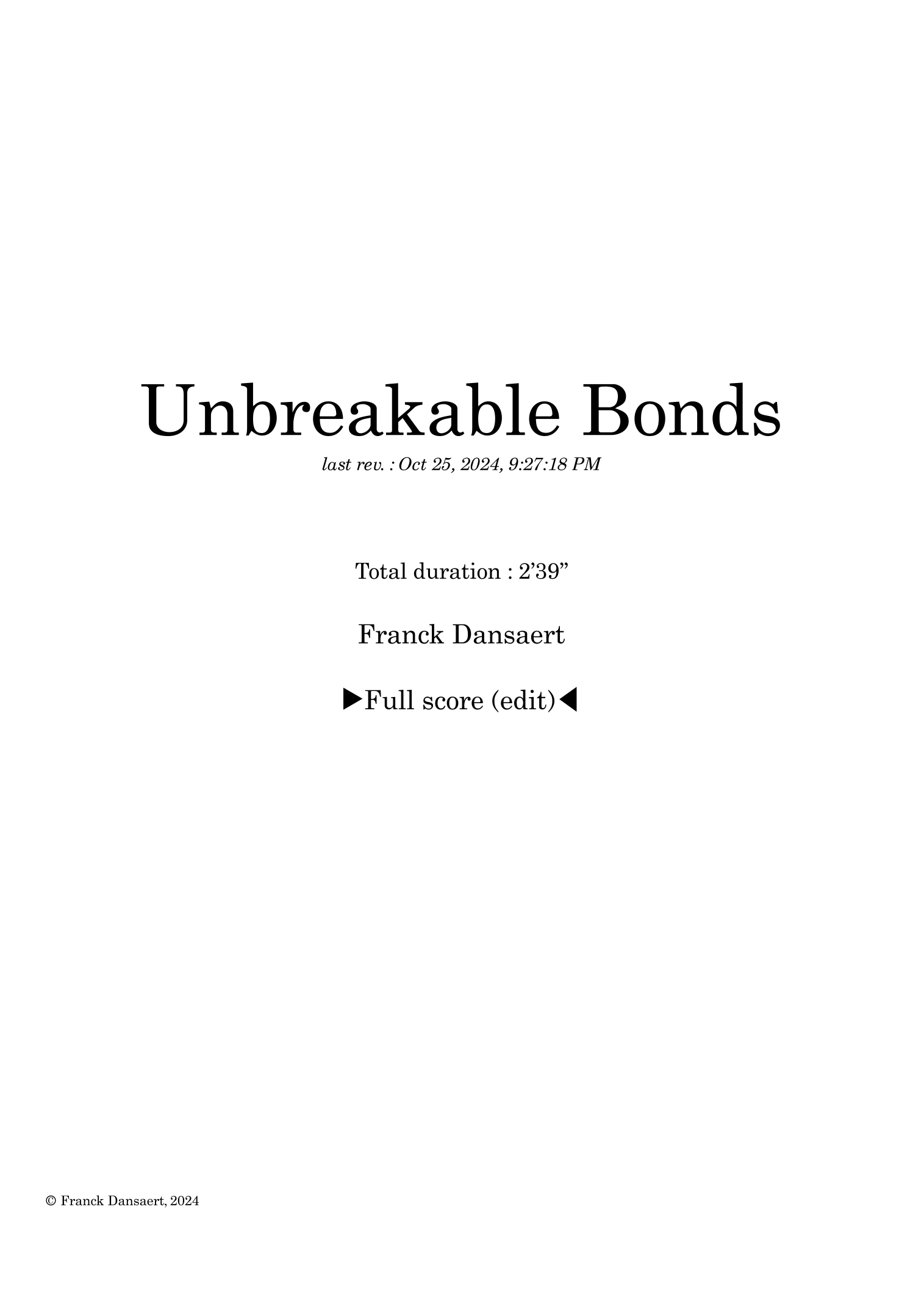 Unbreakable Bonds - 仅总谱 (Score Only) by Franck Dansaert Full Orchestra - 预览