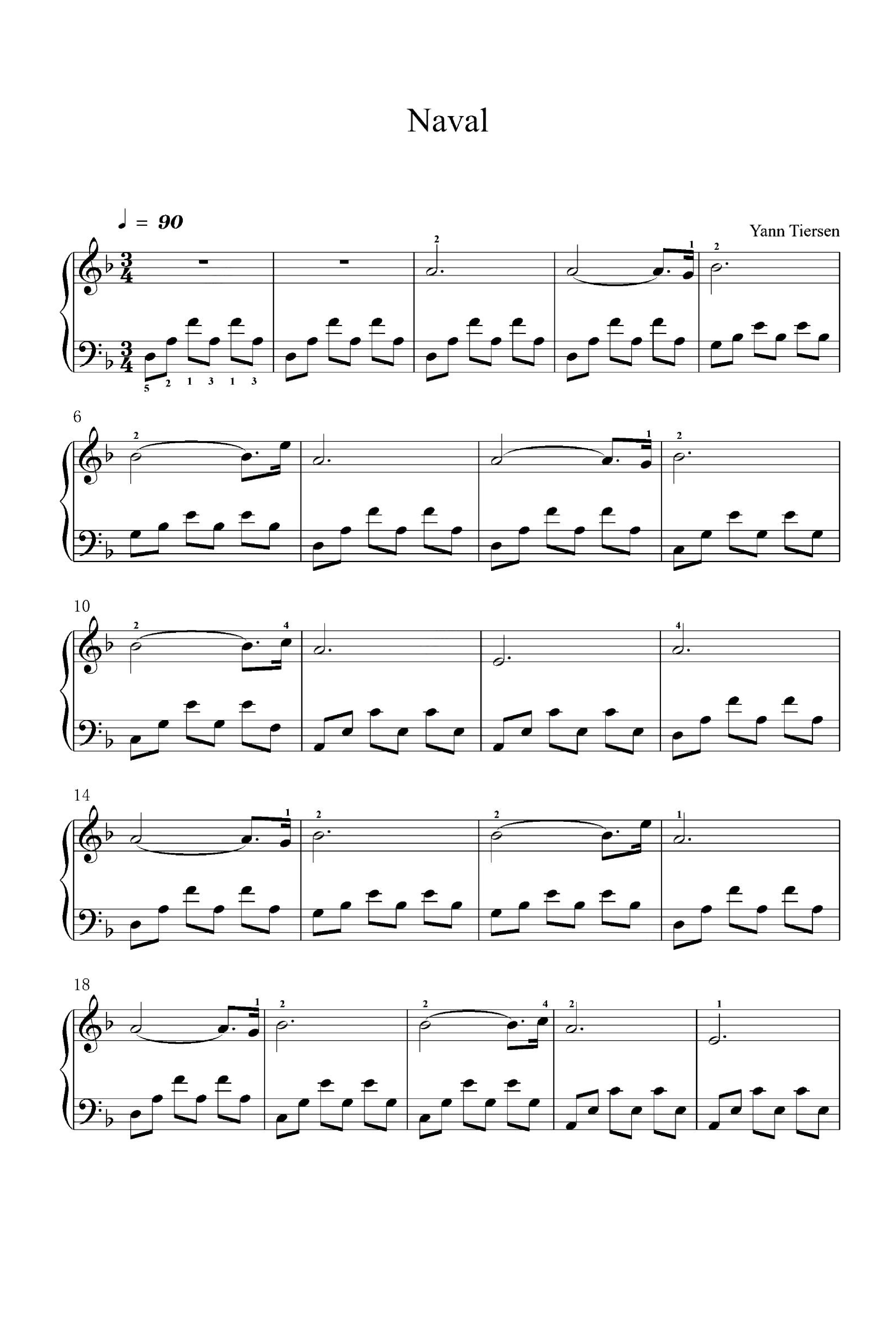 Naval (arr. Yann Tiersen) by Yann Tiersen Sheet Music for
