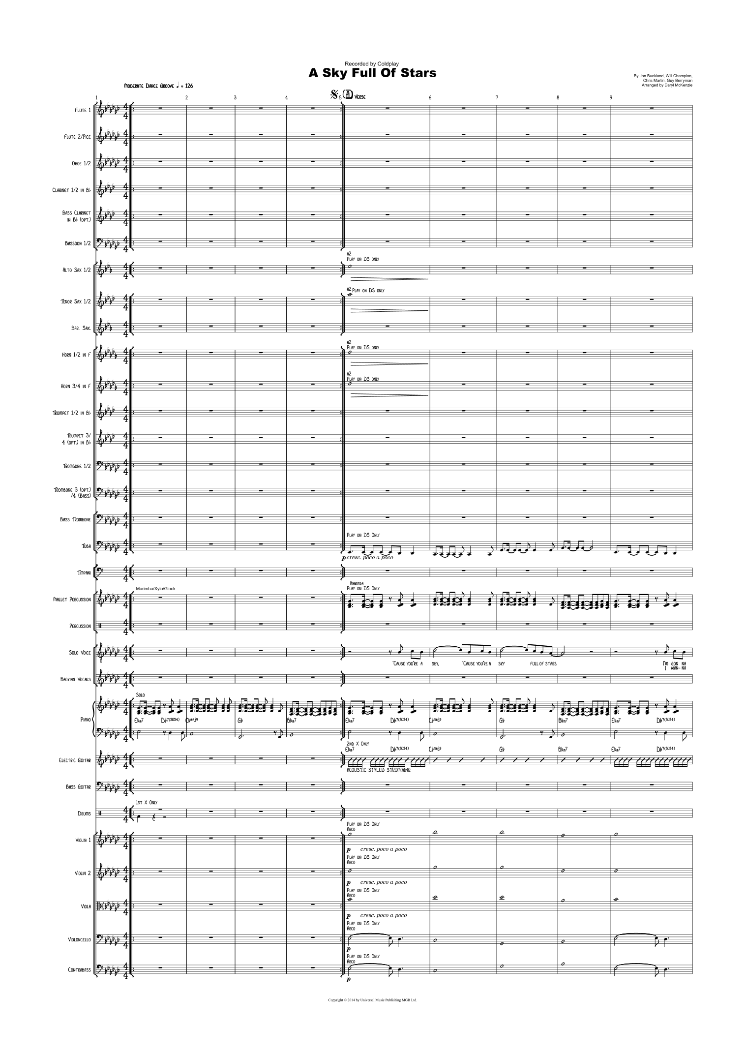 A Sky Full Of Stars (arr. Daryl McKenzie) by Coldplay 管弦乐团 - 预览
