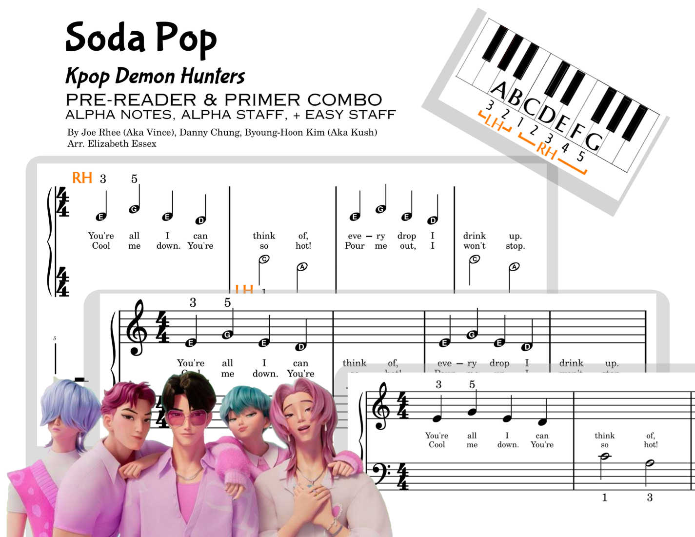 Aperçu interactif Partitions numériques> de 'Soda Pop (arr. Elizabeth Essex)' par Saja Boys, Piano Facile page 1
