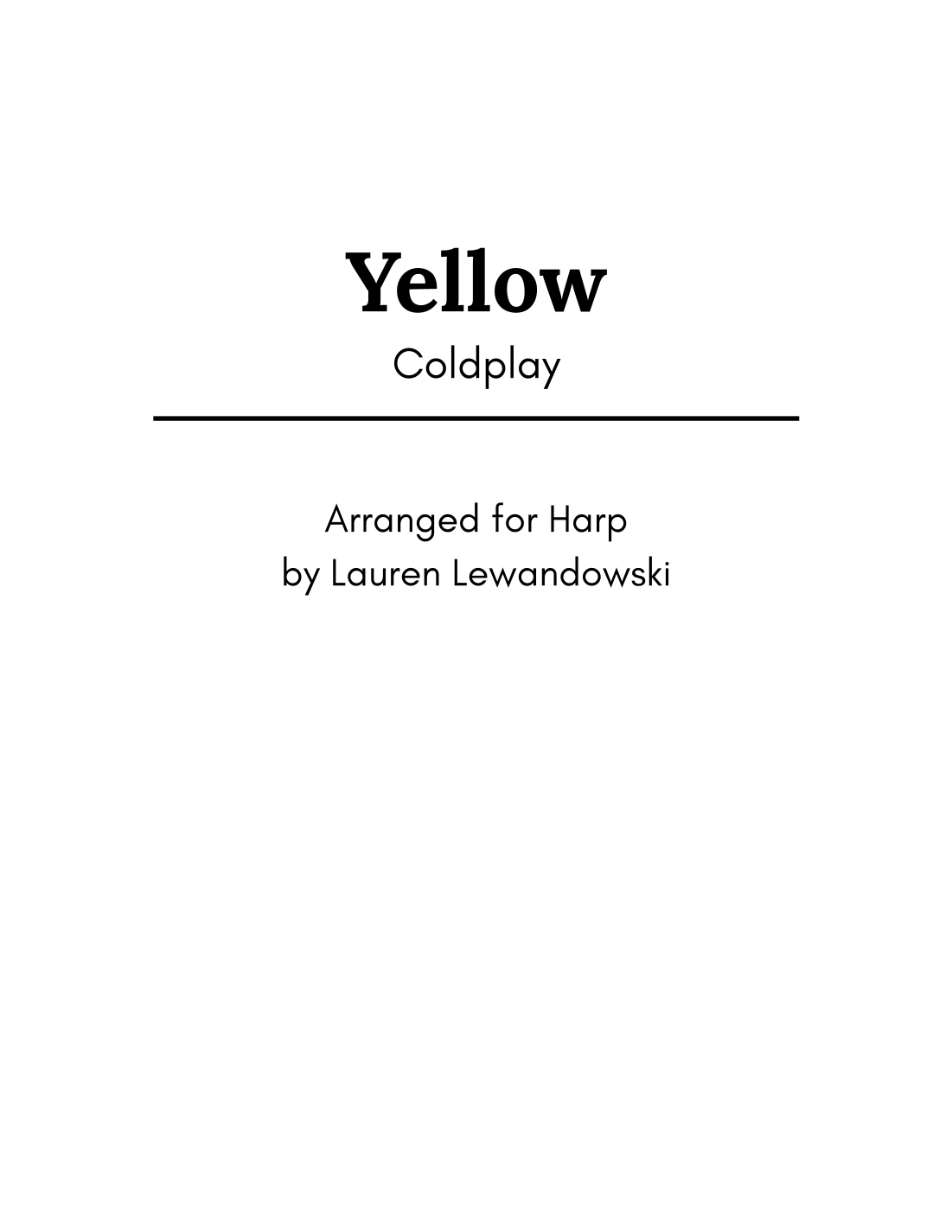 Aperçu interactif Partitions numériques> de 'Yellow (arr. Lauren Lewandowski)' par Coldplay, Harpe page 1