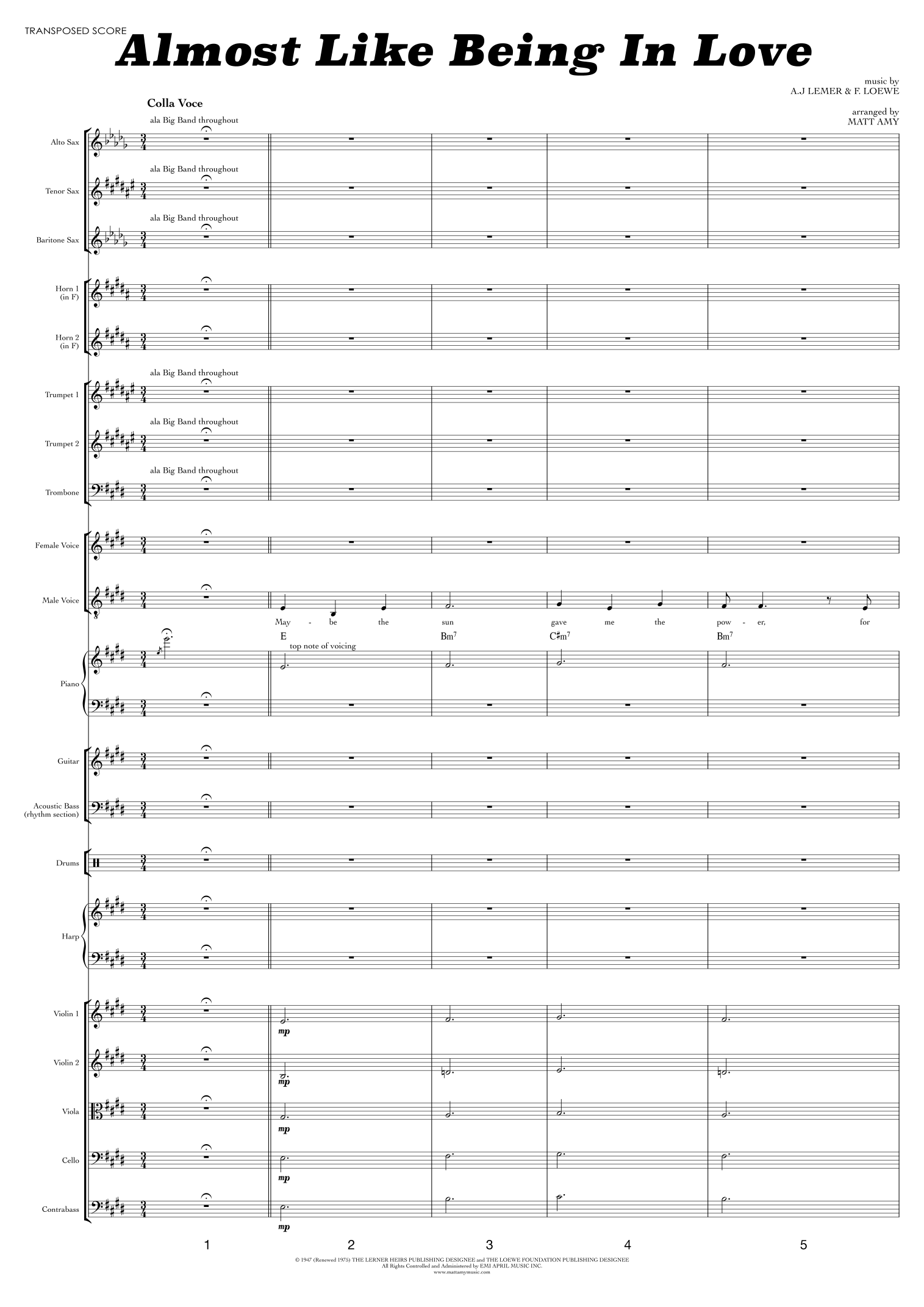 Almost Like Being In Love (arr. Matt Amy) by David Brooks And Marion Bell Full Orchestra