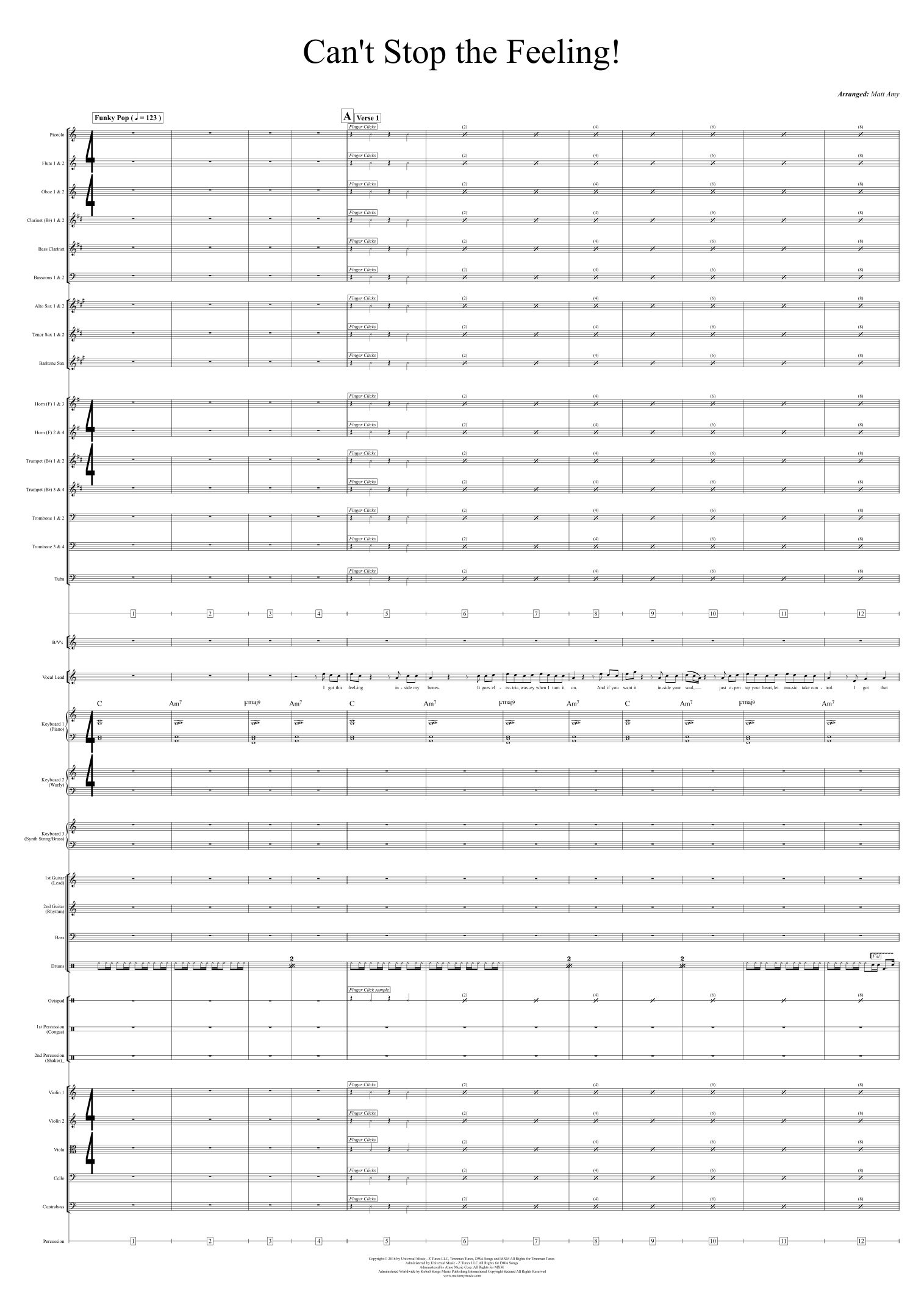 Can't Stop The Feeling! (arr. Matt Amy) by Justin Timberlake Full Orchestra
