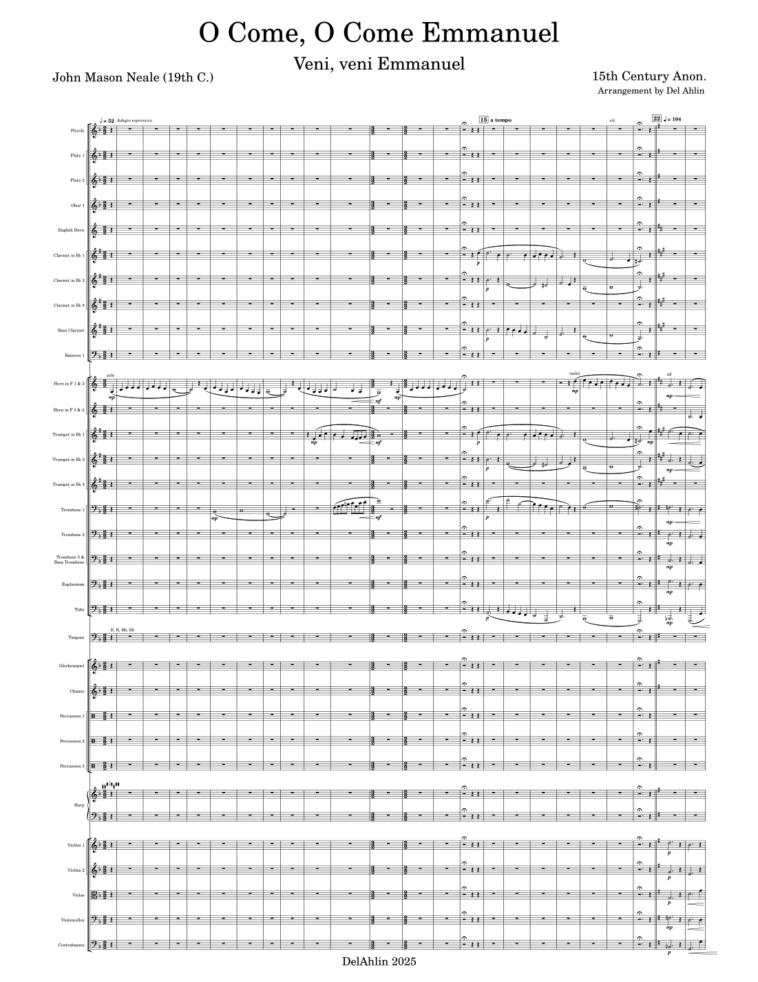 O Come O Come Emmanuel (arr. Del Ahlin) by Del Ahlin 管弦乐团 - 预览