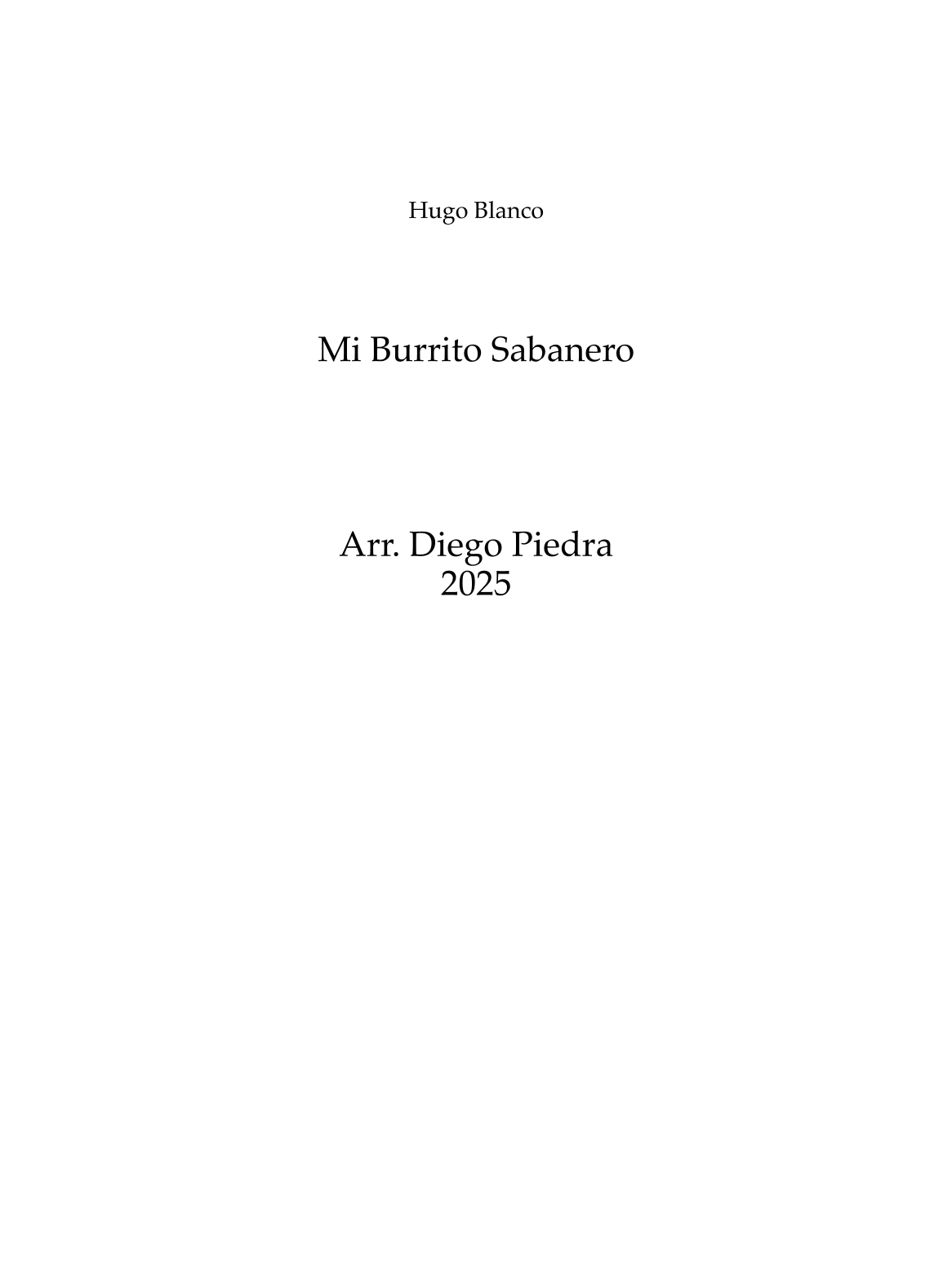 El Burrito Sabanero (Mi Burrito Sabanero) (arr. Diego Piedra) by Hugo Blanco Full Orchestra