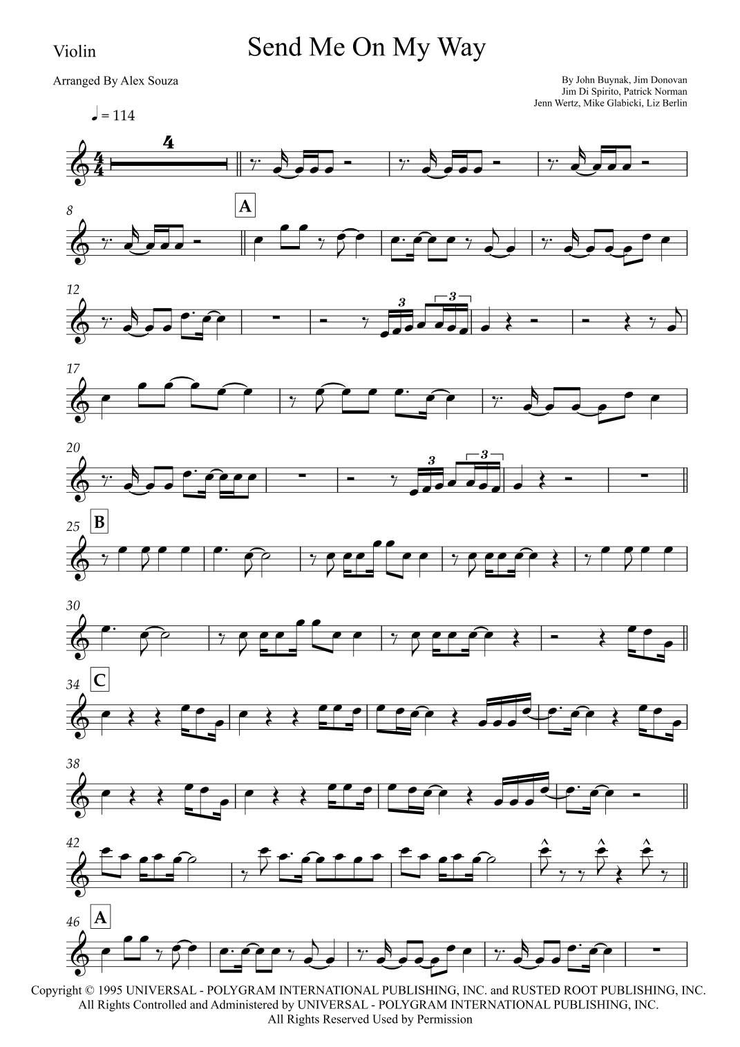 Send Me On My Way (arr. Alex Souza) by Rusted Root Sheet Music for ...