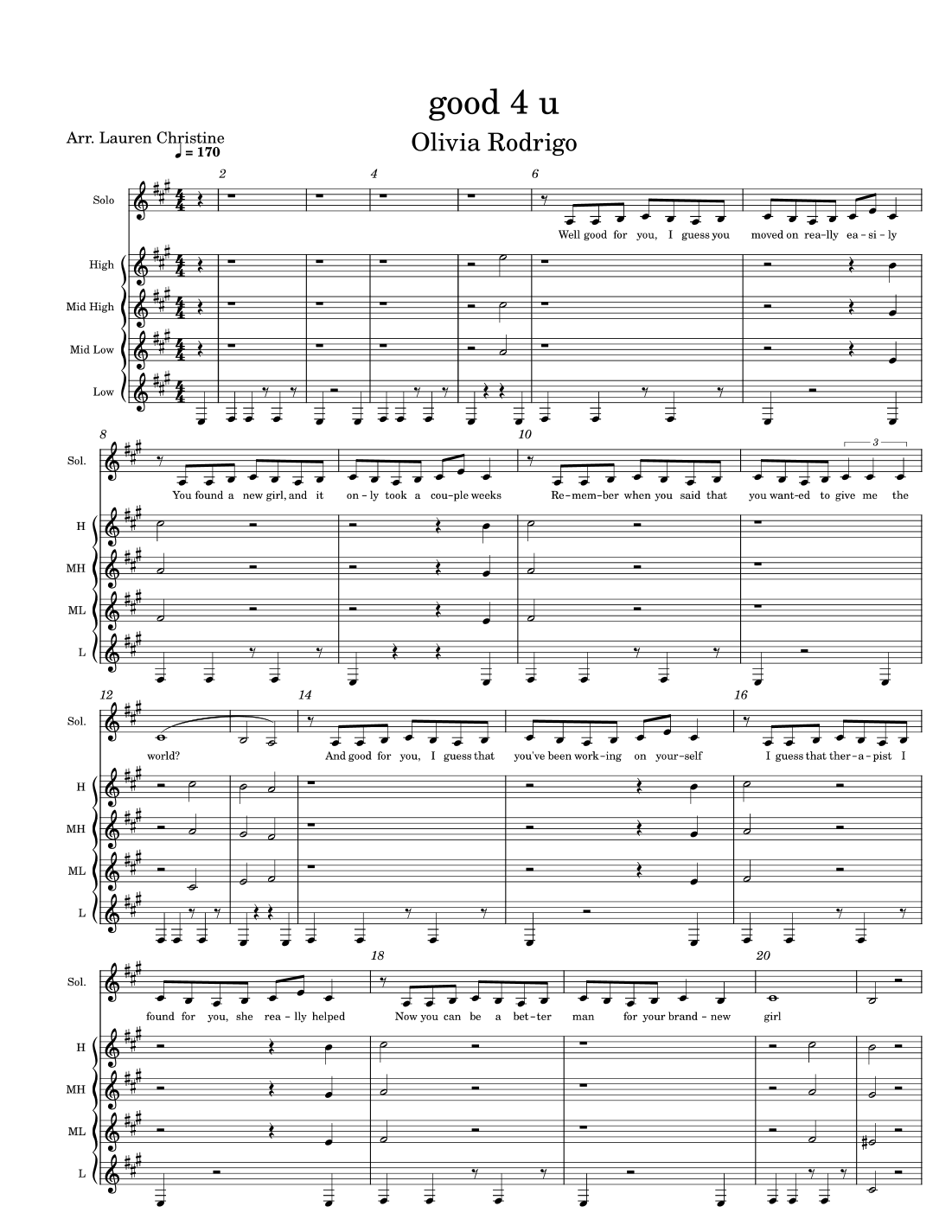 Good 4 U (arr. Lauren Christine) Partituras Digitales