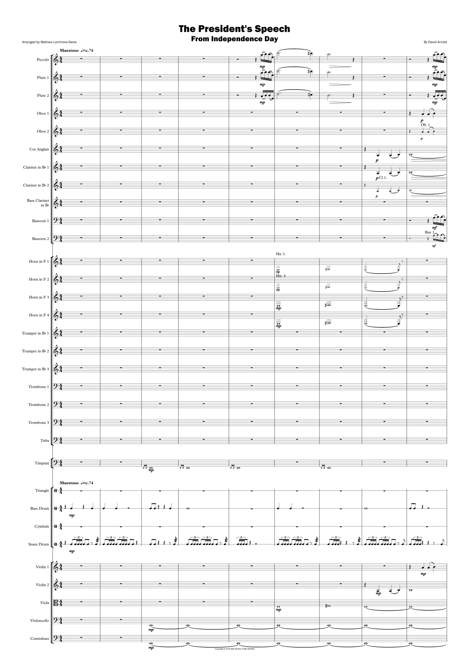The President's Speech (arr. Mathew Lorrimore-Davis) by David Arnold Full Orchestra